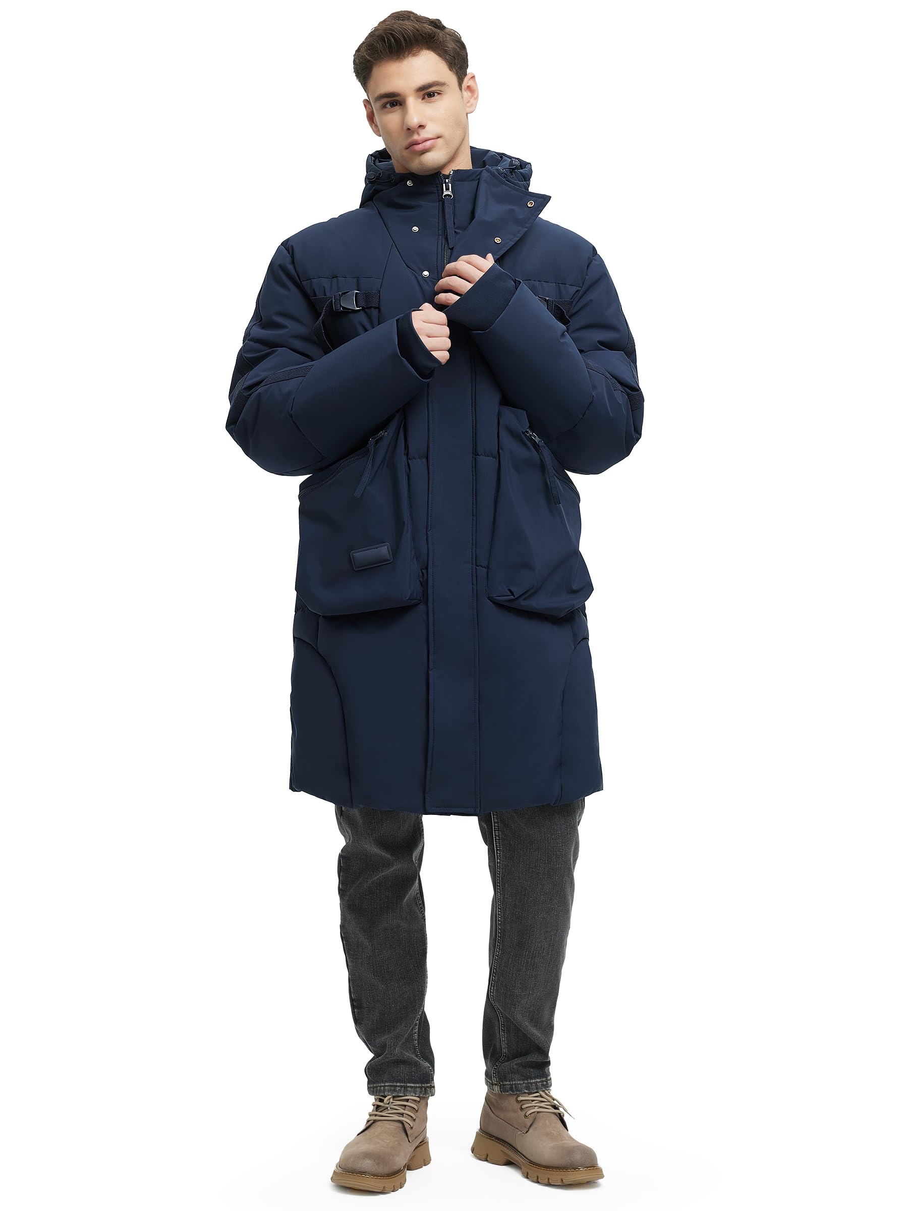Men's Waterproof Winter Jacket 2024 - Heavyweight Hooded Long Coat for Cold Weather | Warm & Windproof Outdoor Parka for Snow, Hiking & Daily Wear