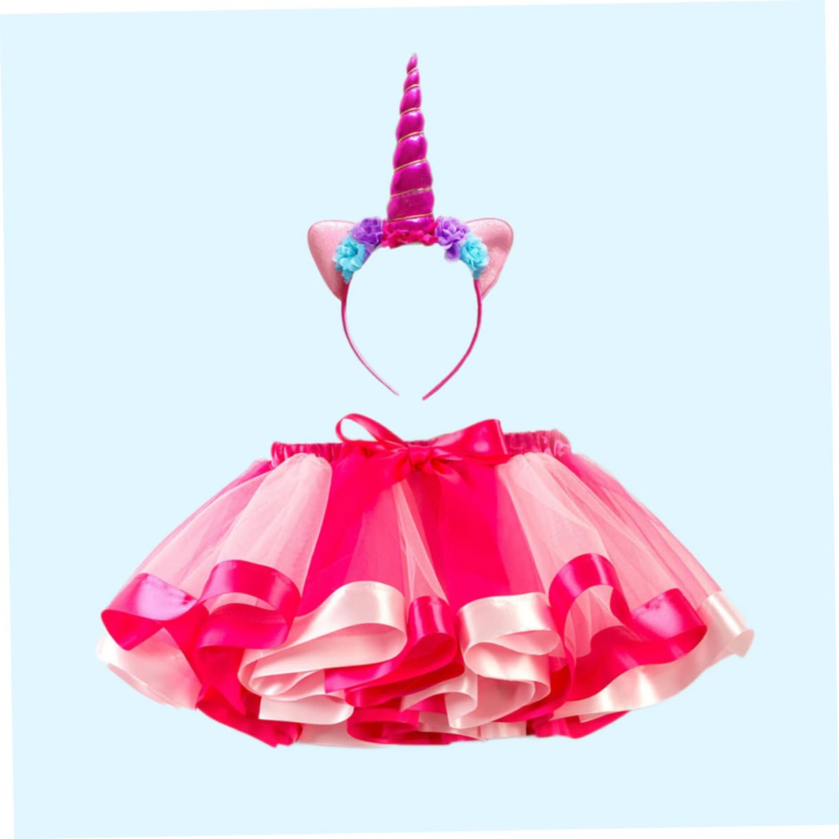 Sparkly Unicorn Princess Dress for Girls - Elegant Tiara Formal Gown with Flash Suit for Kids Birthday Party, Pageant & Special Occasions