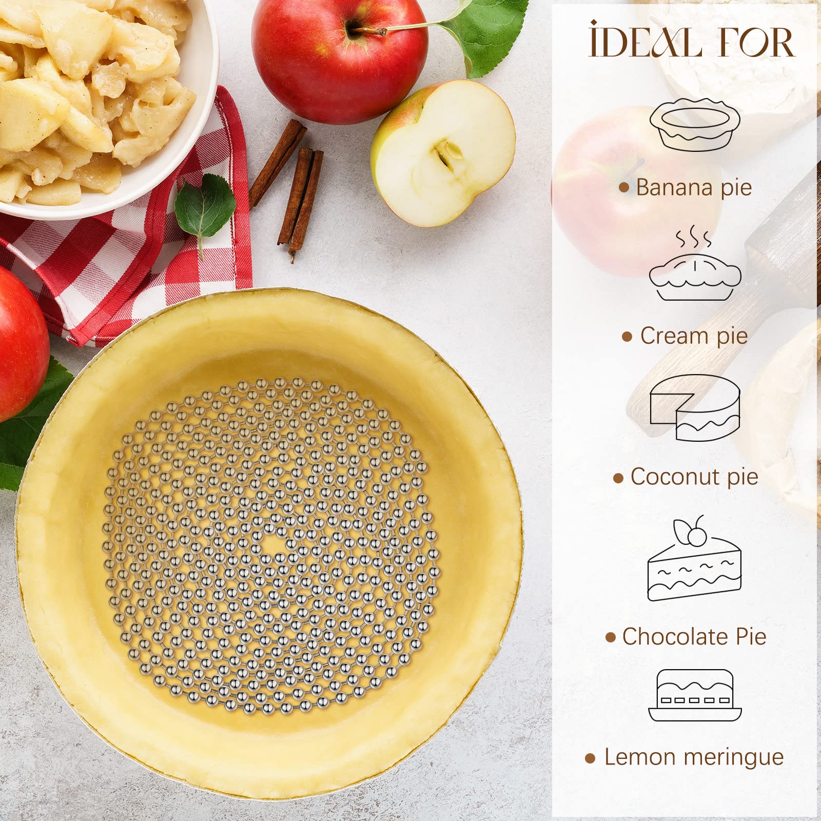 Ferraycle 2-Pack Stainless Steel Pie Weights for Baking - 6ft & 10ft Pie Weight Chains with Beads for Perfect Pie Crusts | Dough Stabilizer for Blind Baking, Tart Shells & Pastry Making | Essential Kitchen Tool for Home Bakers & Professional Chefs