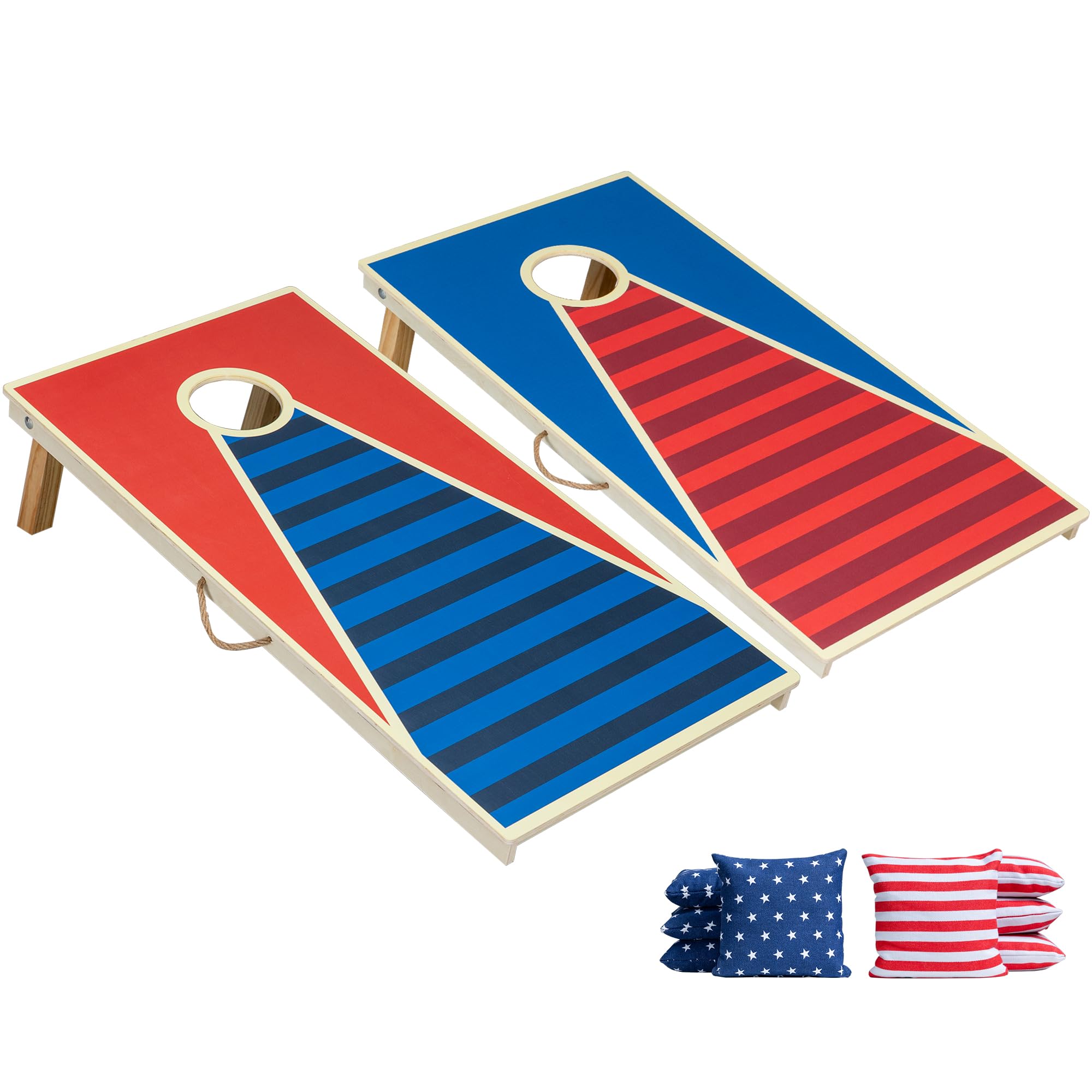 Regulation Size 4x2 Cornhole Boards Set with 8 Bean Bags - Professional Wooden Cornhole Game for Adults & Family - Weatherproof for Indoor & Outdoor Use - Perfect for Backyard Parties, Tailgating, and Family Gatherings