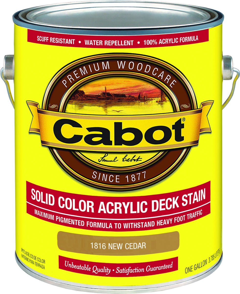 Cabot Solid New Cedar Oil-Based Acrylic Deck Stain 1 Gallon - Premium Wood Protection for Outdoor Decks, Fences & Patios - Weatherproof & UV Resistant Finish for Long-Lasting Beauty
