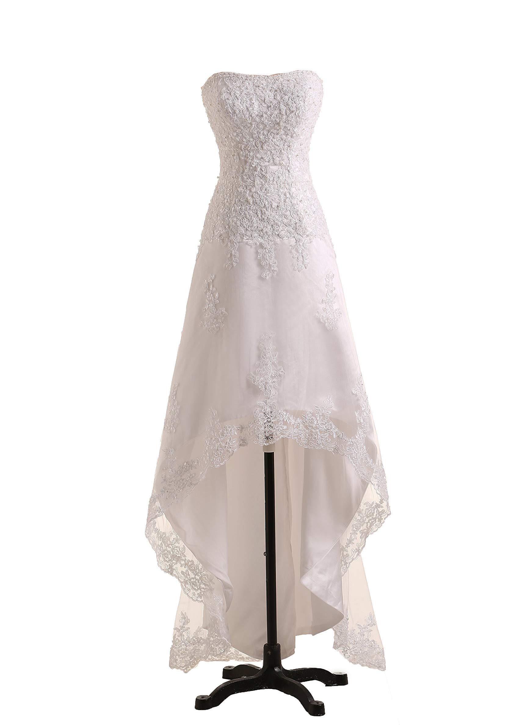 Elegant SUNVARY Hi-Lo Lace Bridesmaid Dresses for Beach Wedding & Formal Occasions - Flowy A-Line Gown with Chiffon Skirt for Bridal Party, Outdoor Ceremonies and Special Events