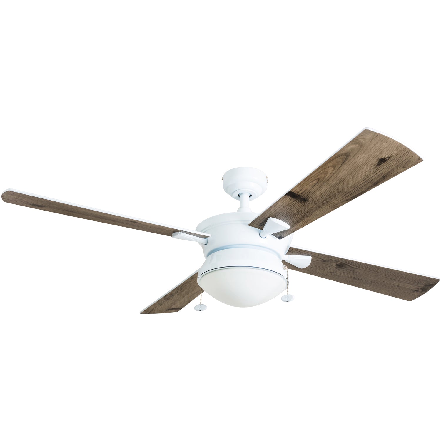 52 Inch White Auletta Ceiling Fan with Pull Chain - Indoor/Outdoor Use for Bedroom, Living Room, Patio & Covered Porch
