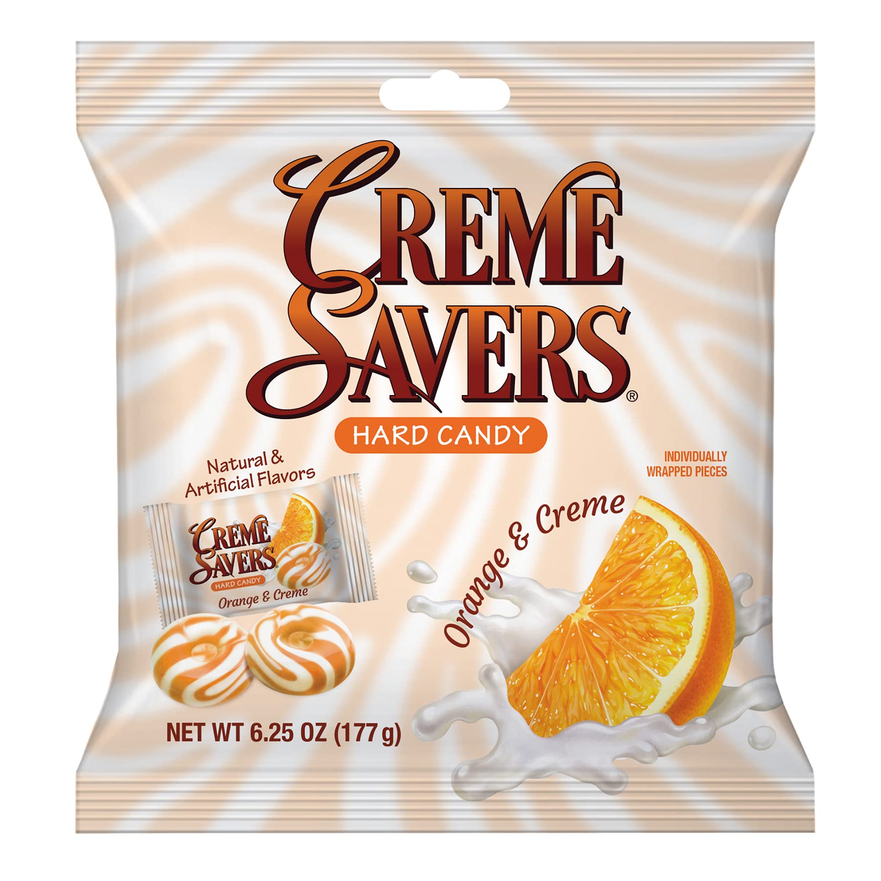 Creme Savers Orange and Creme Hard Candy - Classic Orange Cream Flavor | 6.25oz Resealable Bag | Perfect for Office Snacks, Party Favors & Gift Baskets