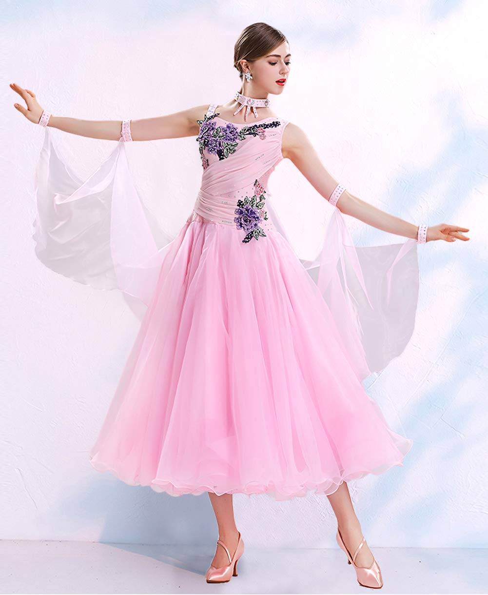 Best Women's Performance Big Swing Ballroom Dance Dresses - Sleeveless Latin Salsa Tango Dress for Competition & Social Dancing