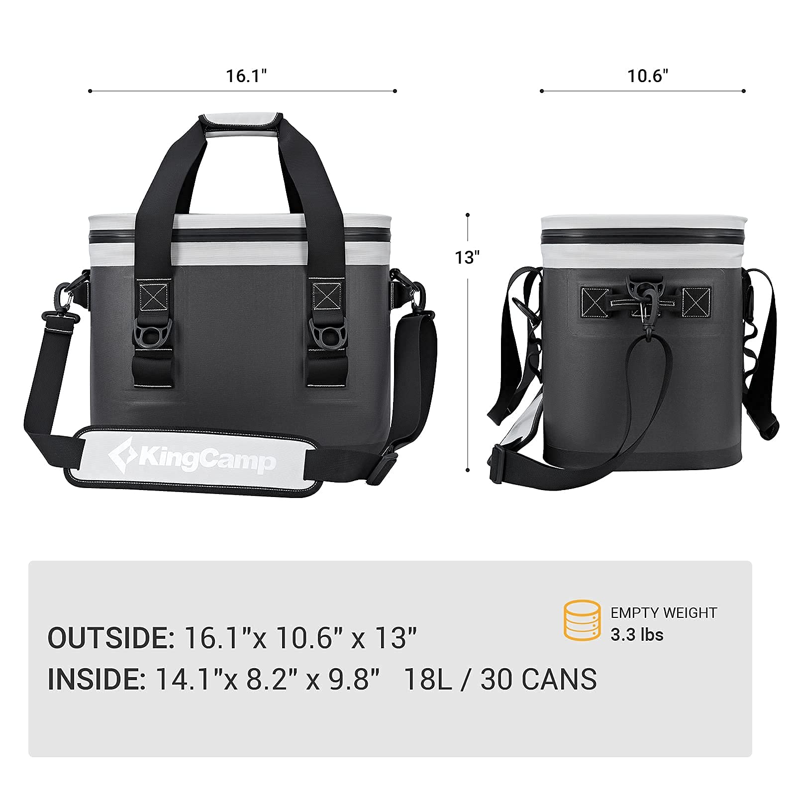 KingCamp 30 Can Insulated Soft Cooler Bag - Leakproof & Ice Retention Up to 48 Hours, Large Portable Cooler with Shoulder Strap for Beach, Camping, Picnic, Travel, and Outdoor Adventures