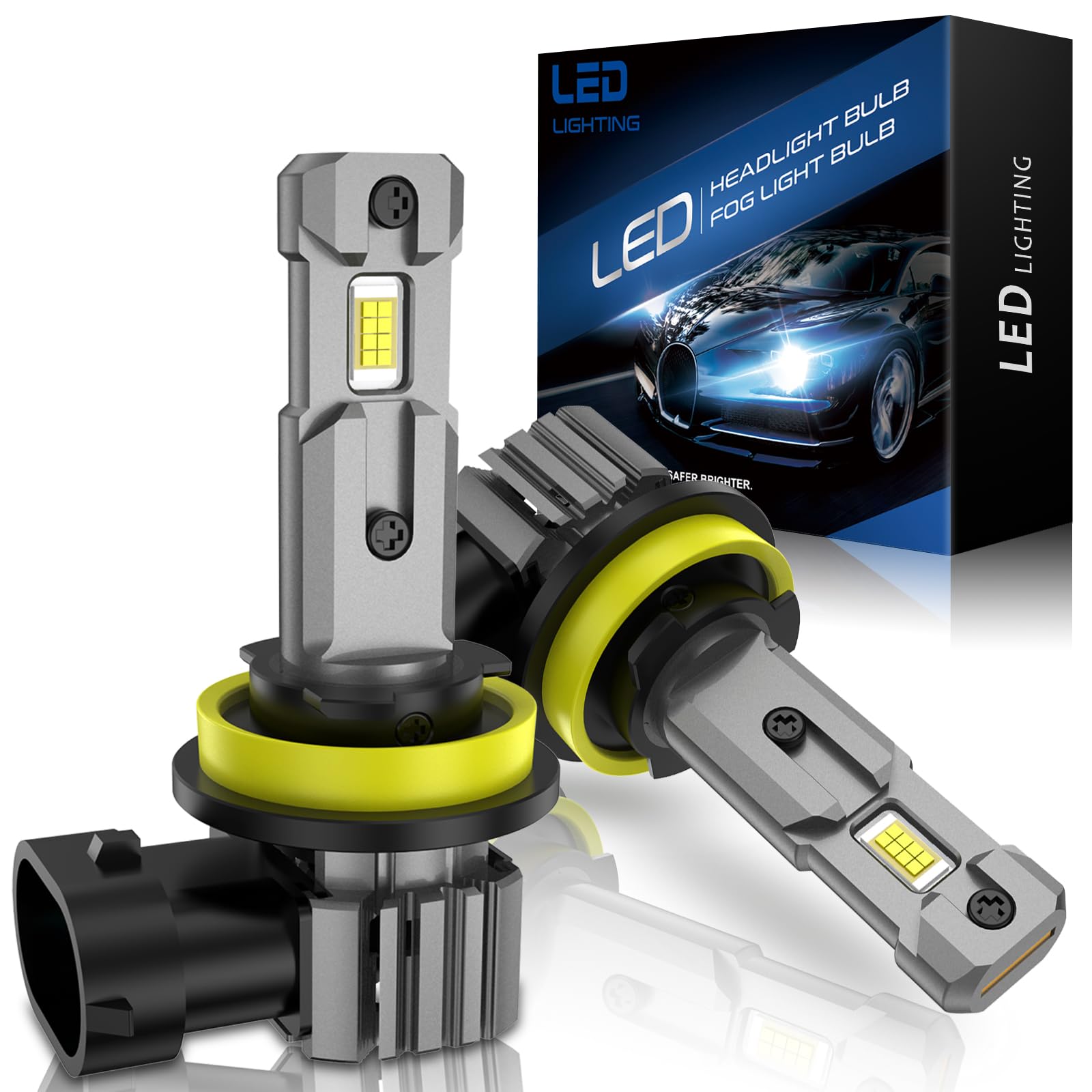 2024 Newest H8/H9/H11/H16 LED Bulbs - 30000LM 600% Brighter, 6500K Cool White, 1:1 Size Halogen Replacement with Cooling Fan, Plug and Play (Pack of 2) - Perfect for Car Headlights, Fog Lights & Off-Road Vehicles