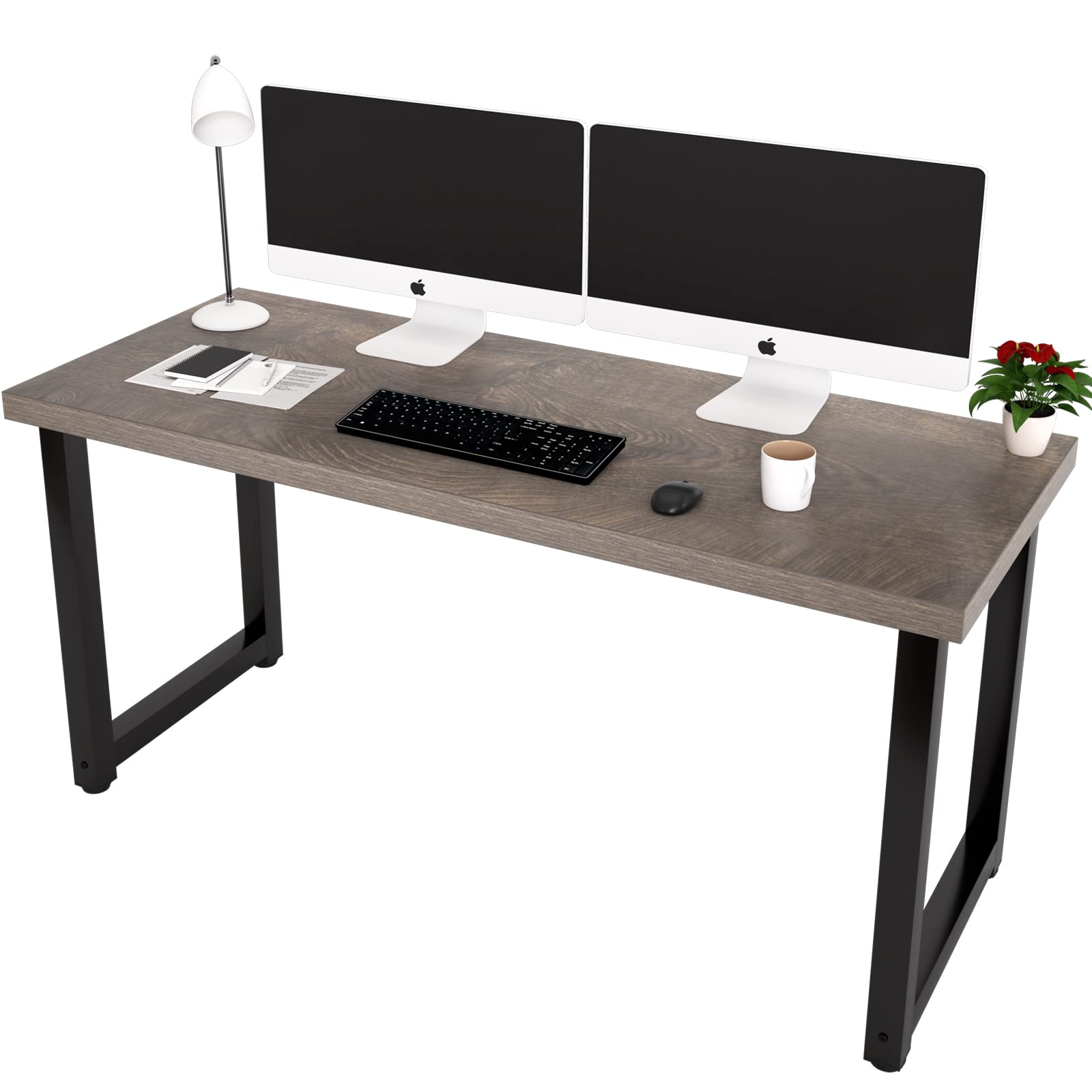 TOPSKY 59 Inch Large Computer Desk for Home Office, 1.88 Inch Thick Sturdy Desktop, Espresso Gray Finish - Perfect for Work, Study, Gaming & Home Office Setup