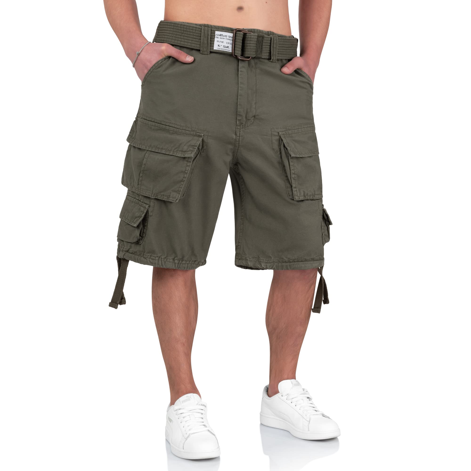 Men's Olive Green Division Shorts - Lightweight Quick-Dry Casual Athletic Shorts for Running, Gym, and Outdoor Activities