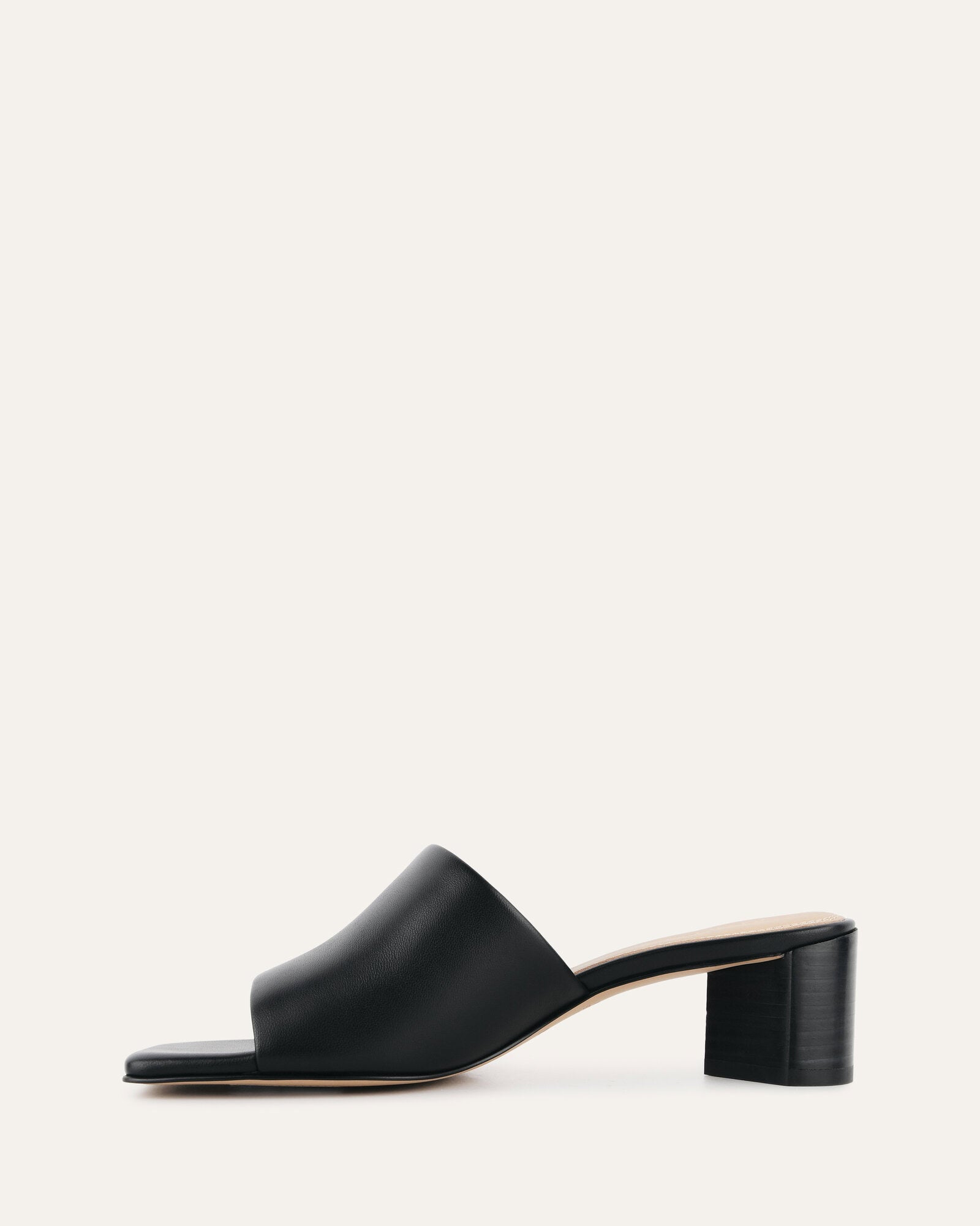 Herbie Black Leather Mid Heel Sandals - Comfortable Women's Dress Shoes for Office, Party & Summer Outfits