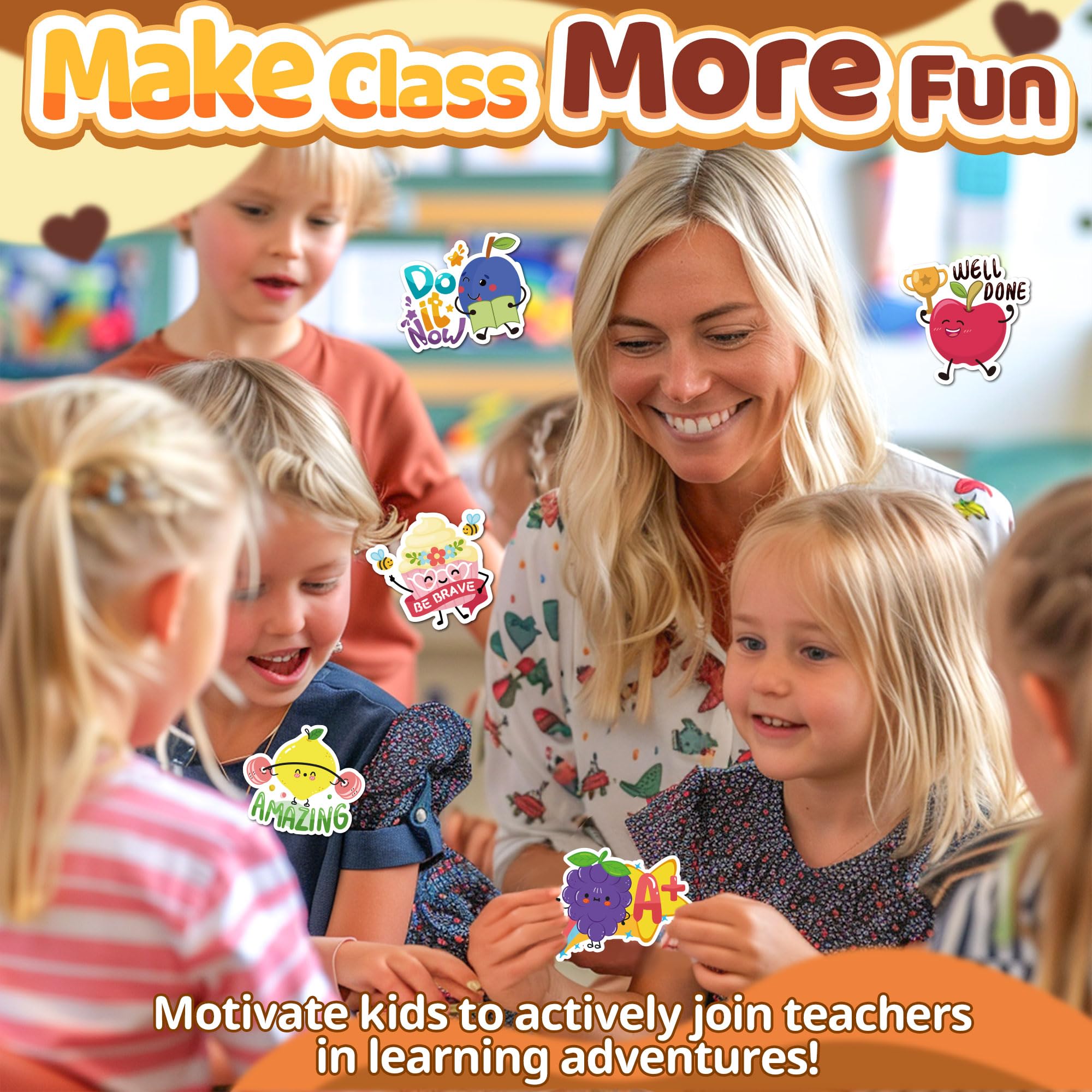 300PCS Large Scratch and Sniff Stickers for Kids - Scented Motivational Reward Stickers, Fun Classroom Supplies for Students - Perfect for Summer Activities, School Incentives & Teacher Must Haves