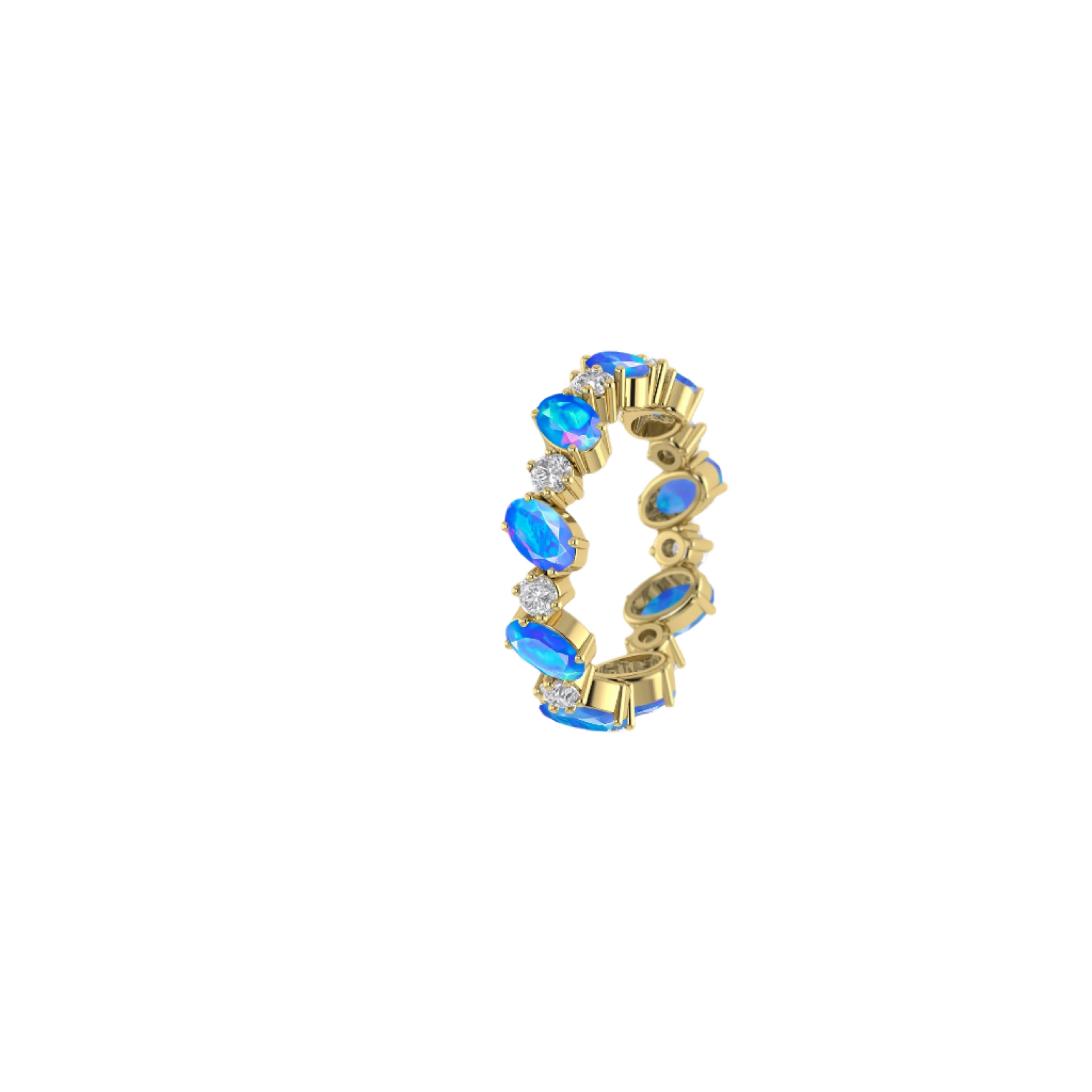 Blue Fire Oval Faceted Opal Ring for Women | Sterling Silver Gemstone Jewelry | Elegant Gift for Birthday, Anniversary & Special Occasions