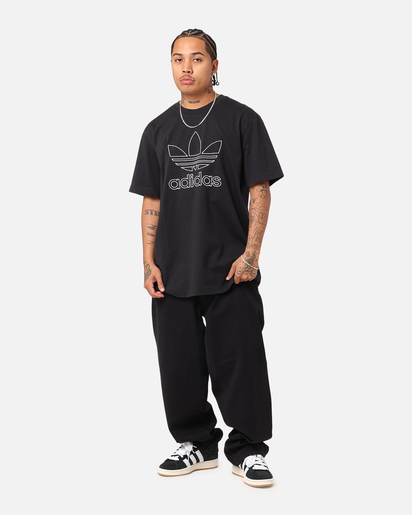 Adidas Originals Outline Trefoil Logo T-Shirt for Men - Black Cotton Casual Tee | Gym, Streetwear & Everyday Wear