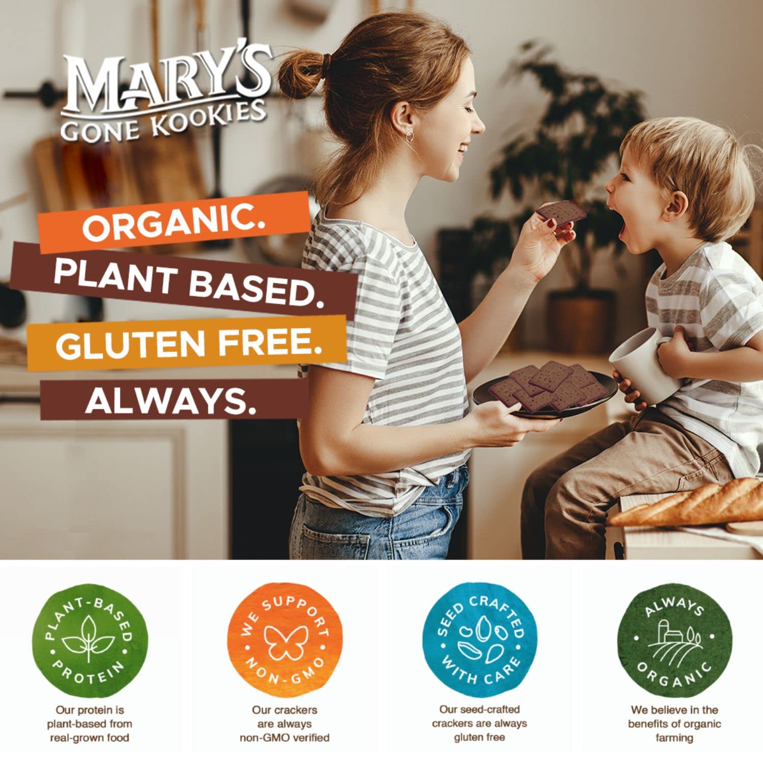 Organic Gluten-Free Vegan Chocolate Graham-Style Snacks by Mary's Gone Kookies - 5 Ounce (Pack of 6) | Healthy School Lunch, Office Snack & On-the-Go Treat