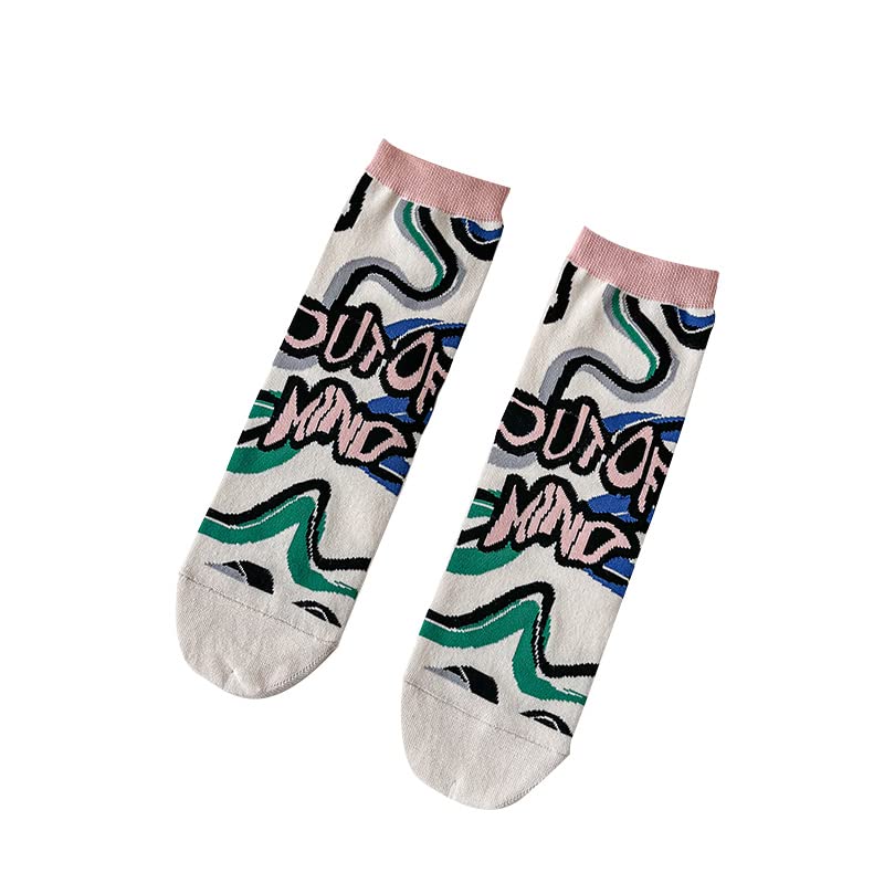 Women's Scrolls Crew Socks - Soft Casual Ankle Socks for Everyday Wear - Perfect for Work, Gym, and Home Comfort