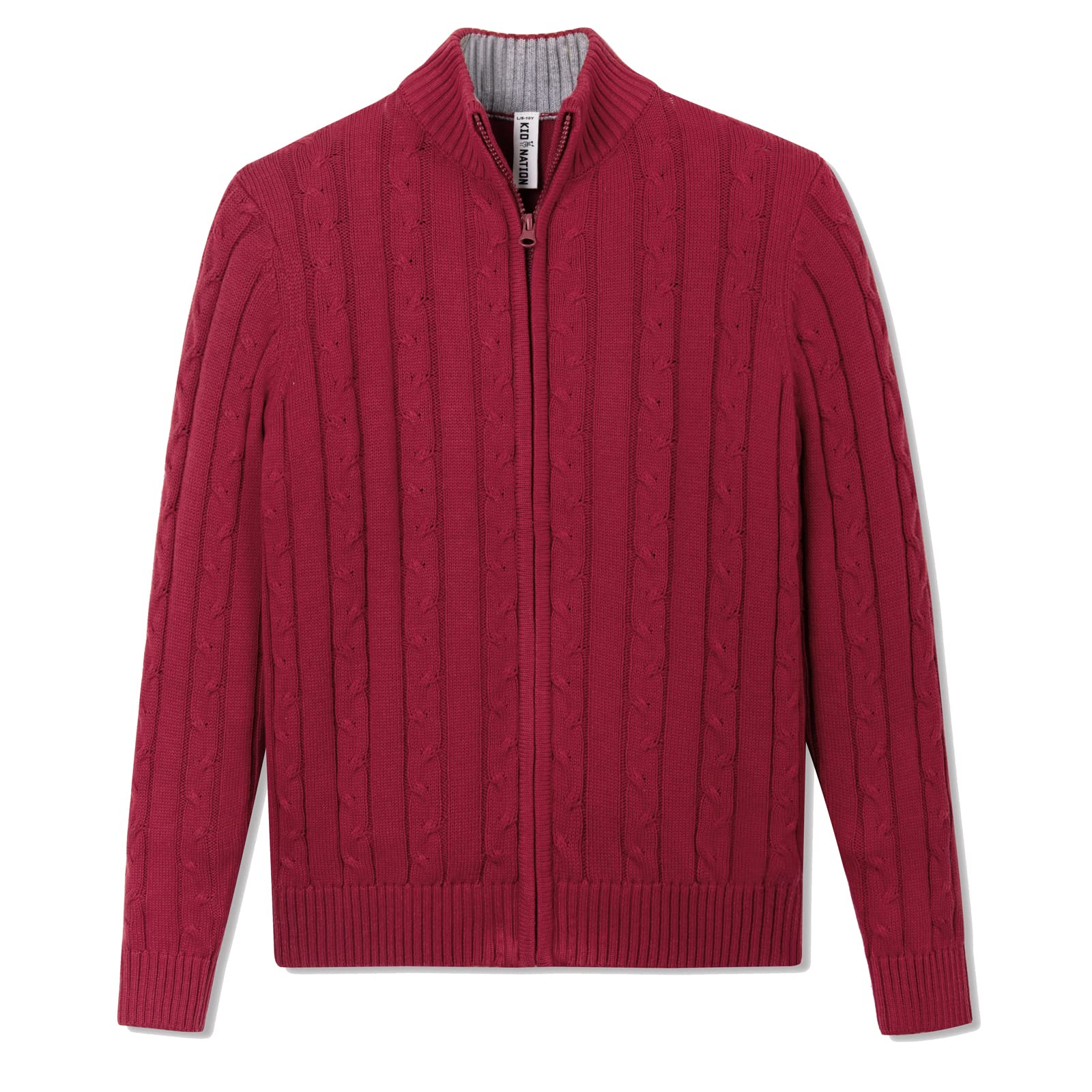 Boys Cardigan Full Zip 100% Cotton Cable Knit Sweater for Kids - Warm School Uniform Coat & Casual Top for Classroom and Outdoor Play