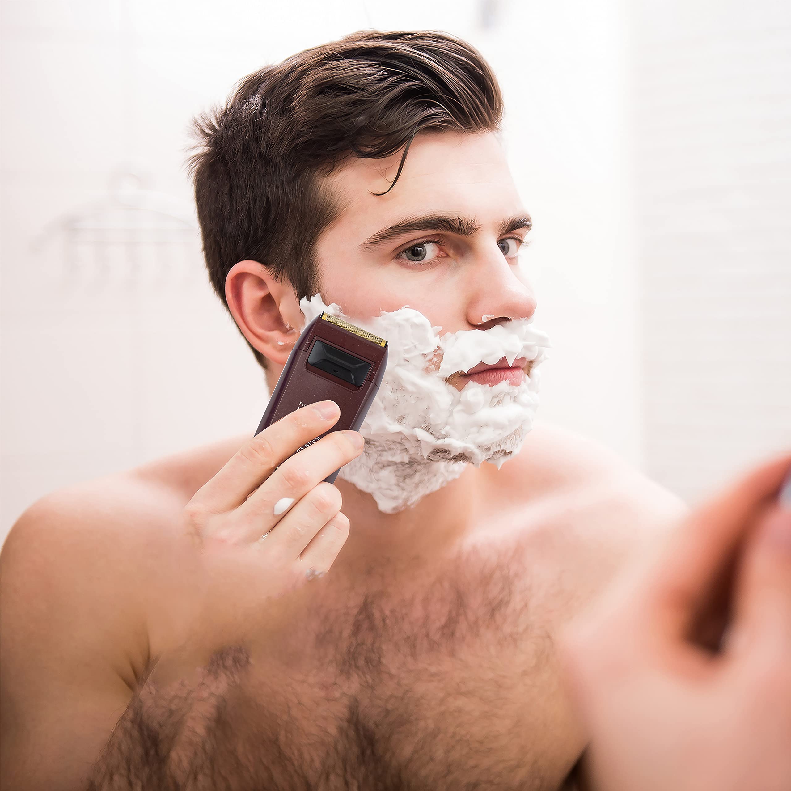 KEMEI Professional Cordless Rechargeable Electric Foil Shaver for Men - Dual Head Bald Head Shaver & Beard Trimmer Kit - Perfect for Home Use, Barber Shops, and Travel Grooming