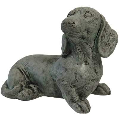 Athens Small Sausage Dog Statue in Indigo - Handmade Ceramic Dachshund Figurine for Home Decor, Gift & Garden Accent