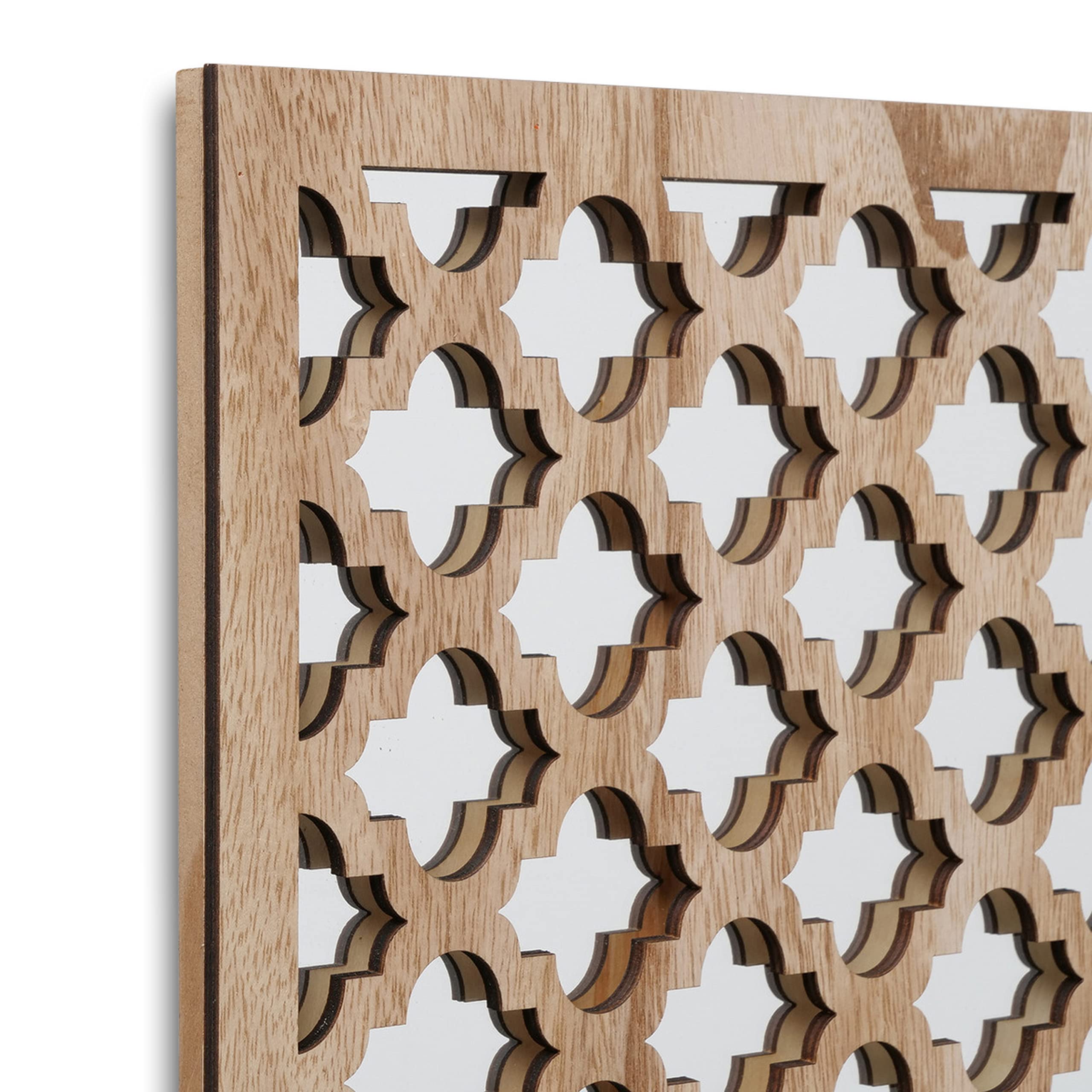 WHW Whole House Worlds Hamptons Lattice Framed Mirrors - Set of 3 Rectangle Wall Mirrors with Brilliant Reflective Glass, Rustic Wood Grain MDF Frame (23.5