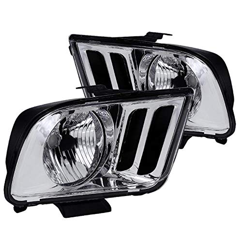 Spec-D Tuning Chrome Clear Headlights for Ford Mustang GT/Base/Shelby - LH-MST05-RS | High-Performance LED Headlights for Night Driving & Car Customization