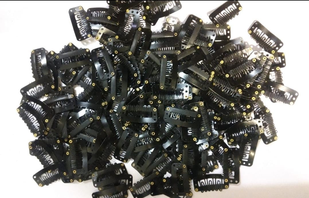 50pcs Black Hair Extension Snap Clips 32mm - Remy Human Hair Wig Clips for Women & Girls | Secure Dupatta, Bridal Hairstyles & Beauty Accessories | Perfect for Daily Use, Weddings & Special Events