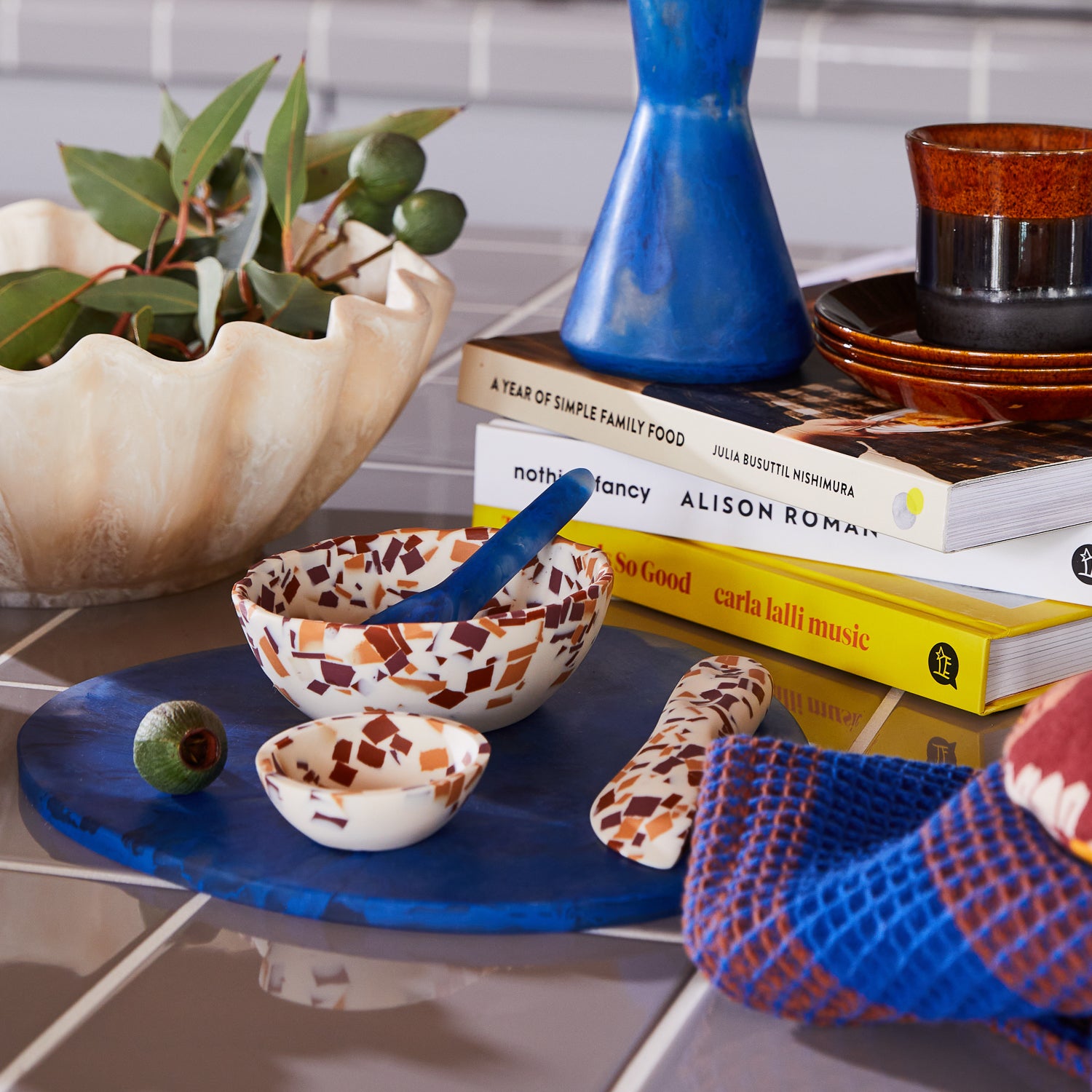 Billie Bowl - Nougat Terrazzo Stoneware Cereal & Soup Bowl Set of 2 - Perfect for Breakfast, Snacks, and Desserts - Microwave & Dishwasher Safe