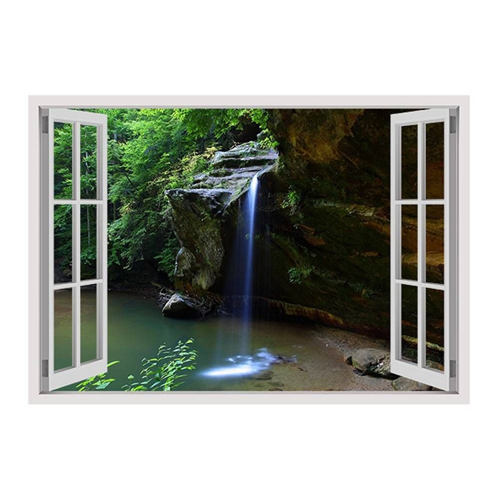 Fake 3D Window Waterfall Stream Wall Sticker - 49