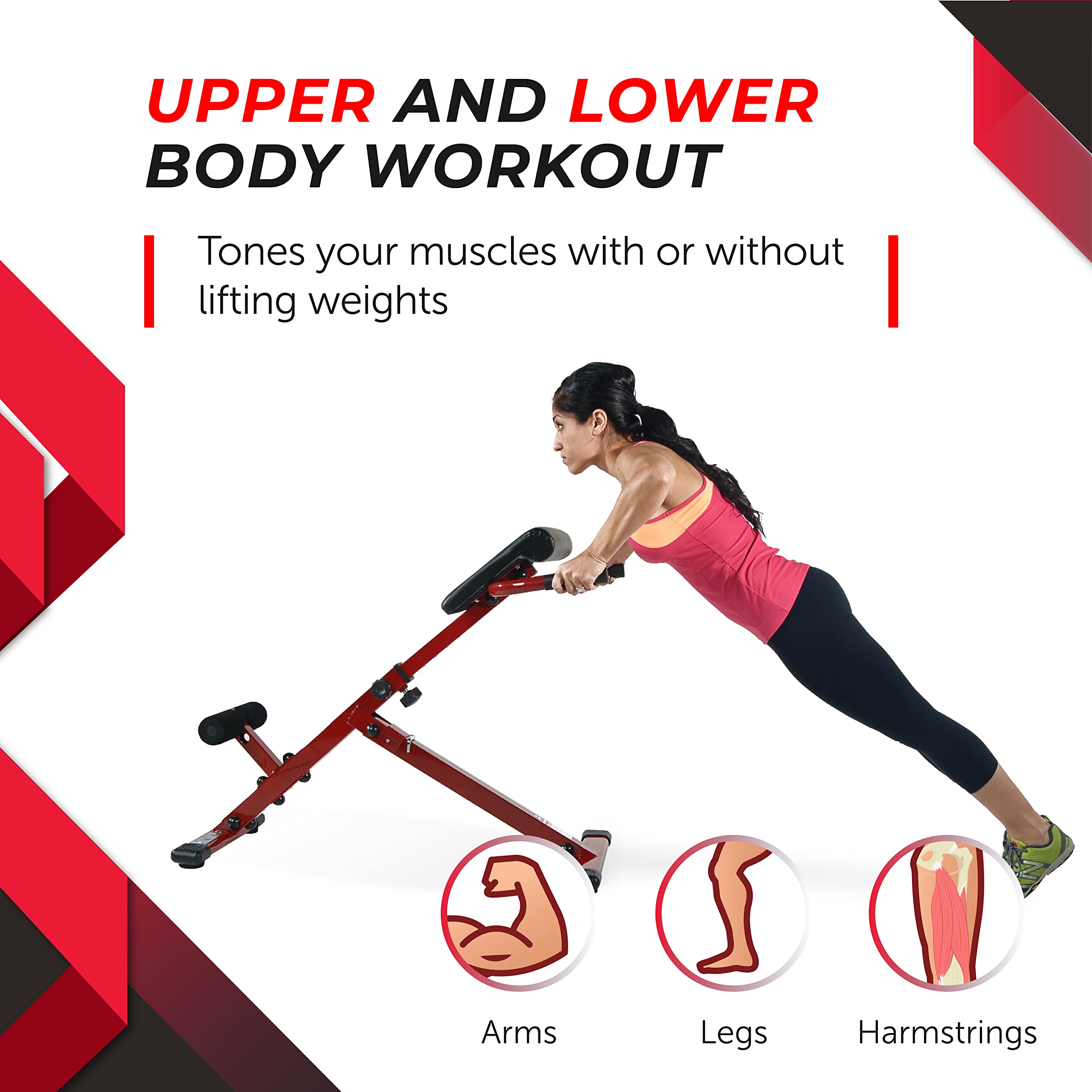 Stamina X Adjustable Abdominal, Back & Core Strength Training Bench - Hyperextension & Sit-Up Workout Equipment for Home Gym Fitness - Perfect for Core Exercises, Strength Training & Full-Body Workouts