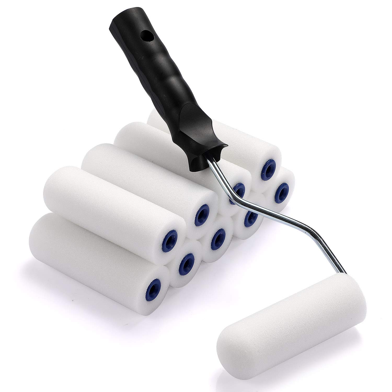 4 Inch High Density Foam Paint Roller Covers - 10 Pack Refill Sleeves for Smooth Painting on Walls, Ceilings, and Furniture - Perfect for DIY Home Projects and Professional Use