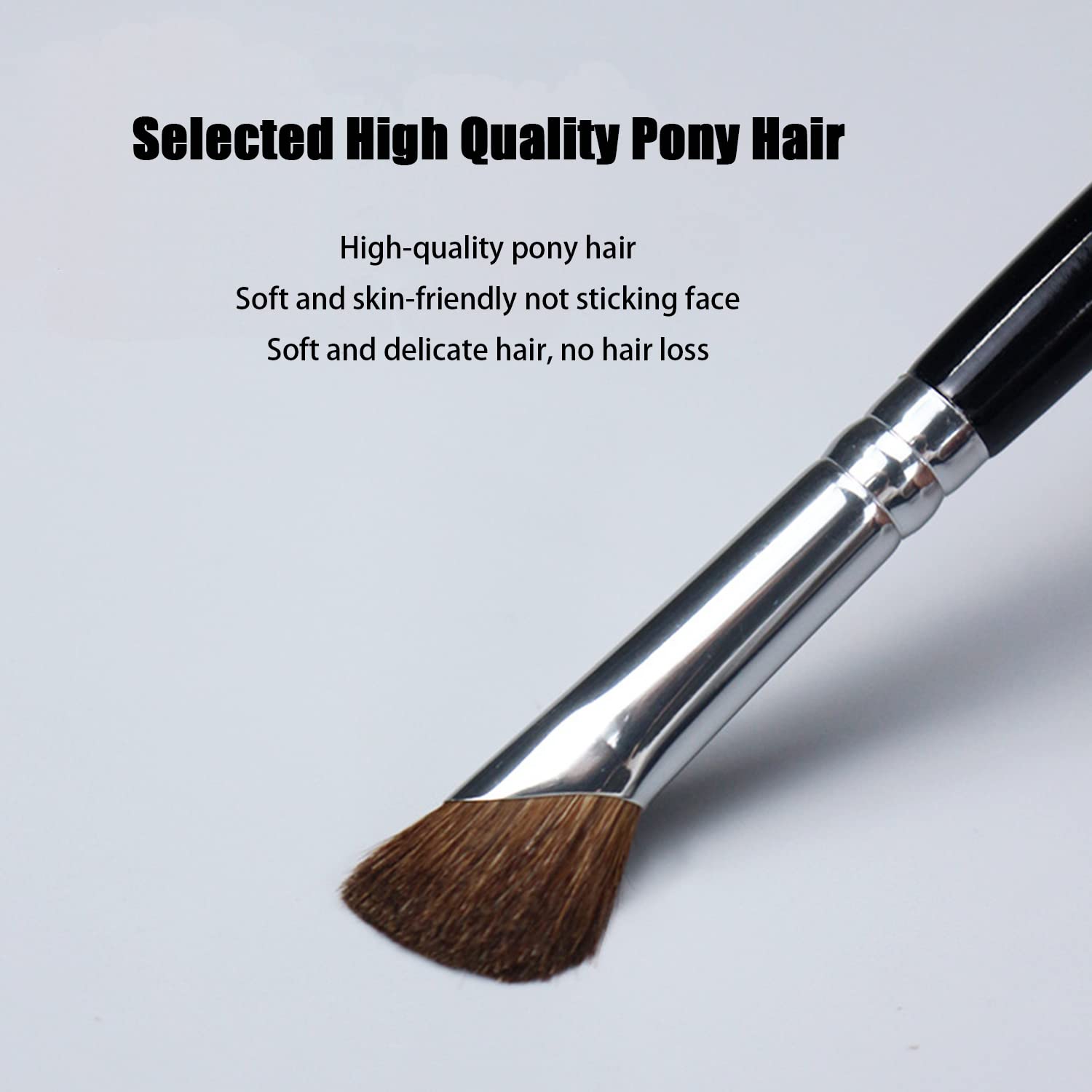 Professional Eyeshadow Brush - Soft Pony Hair Sickle Shape Blending Brush with Black Wooden Handle for Makeup Artists & Beginners | Perfect for Smokey Eyes & Eyeshadow Blending