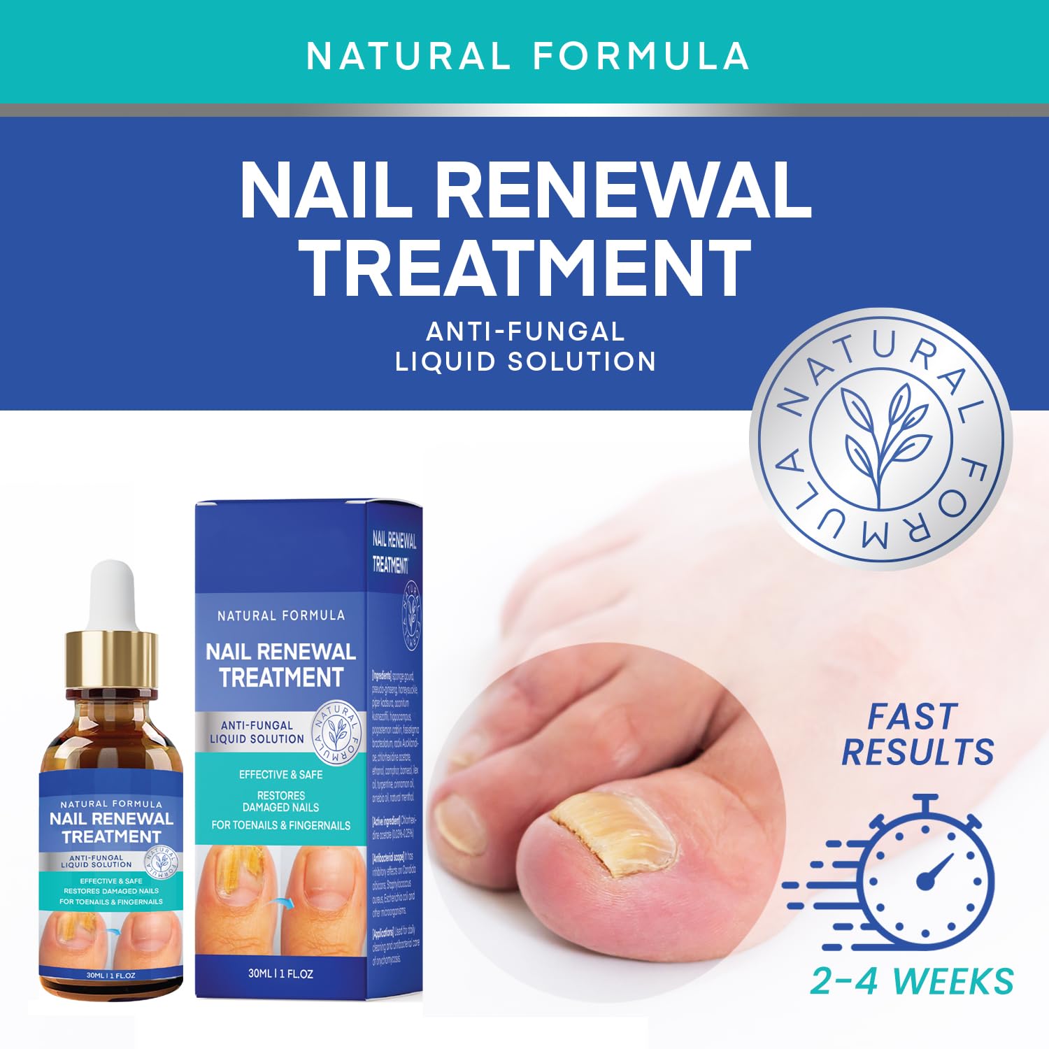 Extra Strength Toenail Repair Treatment for Thick, Broken, Discolored & Damaged Nails - 1oz Nail Renewal Solution - Perfect for Fungal Nail Care & Pedicure Prep at Home