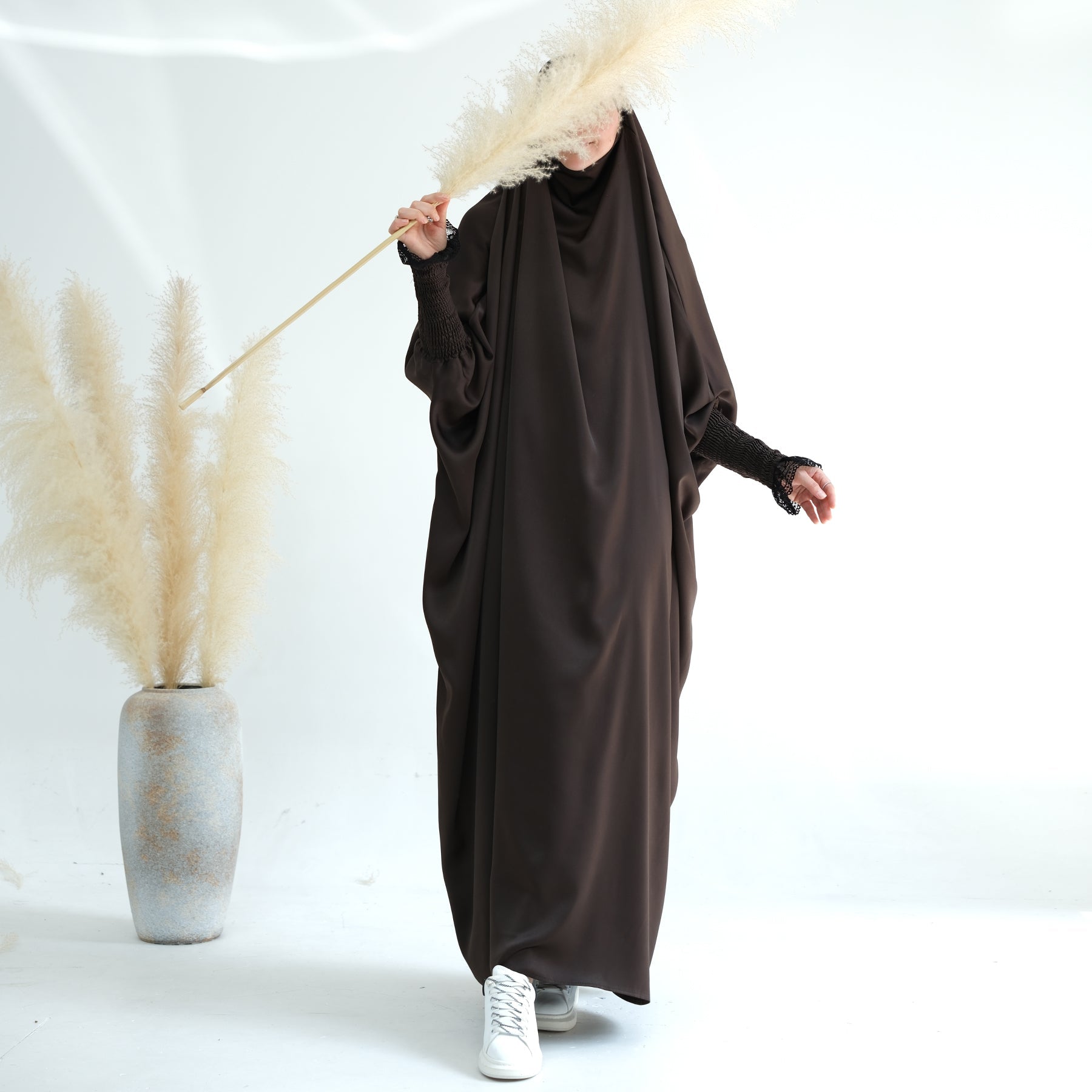 Marwa Satin Jilbab Scarf - Premium Coffee Color Hijab for Women - Perfect for Prayer, Daily Wear & Special Occasions