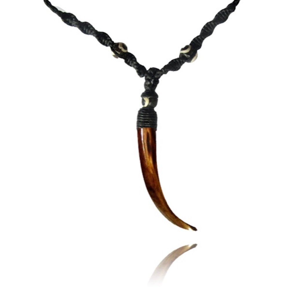 Sustainably Sourced Organic Bone Tooth Necklace - Tribal Jewelry for Surfers, Boho, and Caveman Inspired Looks - Perfect for Festivals, Costumes, and Everyday Boho Style