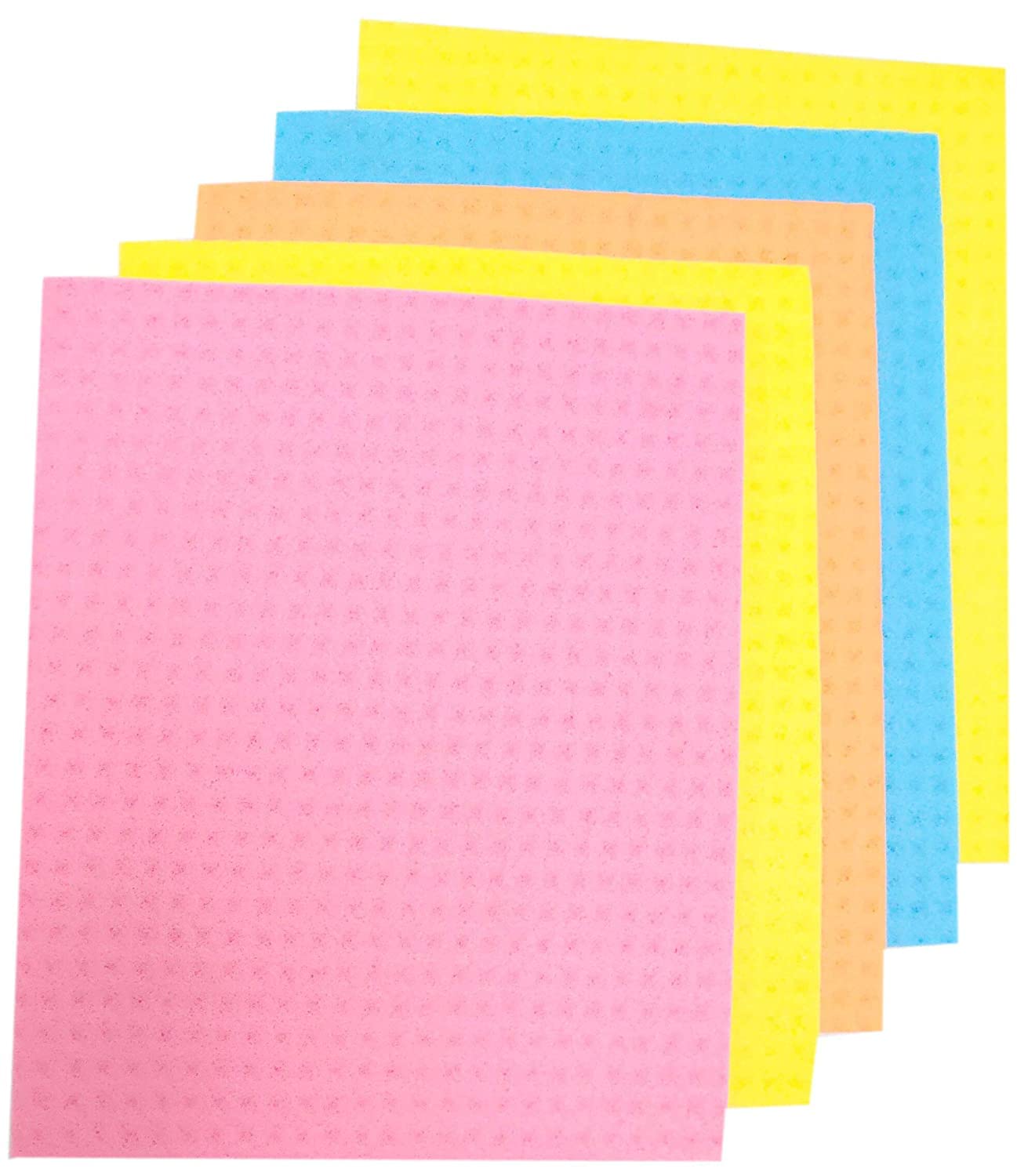 Eco-Friendly Reusable Sponge Wipes - Super Absorbent Biodegradable Cellulose Kitchen Cleaning Cloths - Washable & Durable for Dishes, Countertops, Stoves (5-Pack, Multicolor) - Perfect for Eco-Conscious Homes & Sustainable Cleaning