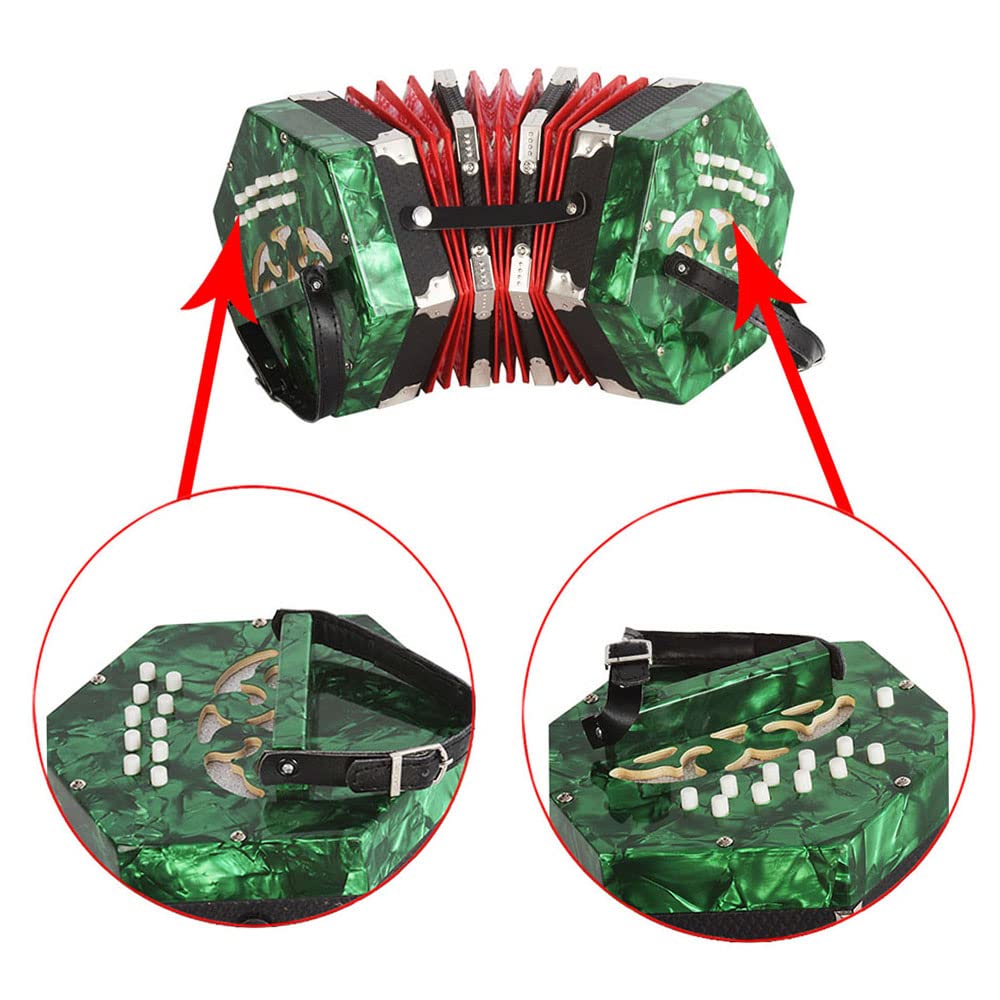 20-Button 40-Reed Btuty Concertina Accordion with 32-Key Melodica Piano - Portable Musical Instrument for Beginners, Folk Music & Live Performances
