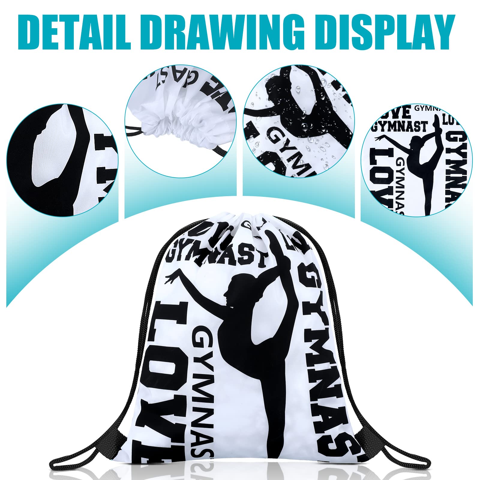 32 Pcs Gymnastics Gift Set - Drawstring Backpack, Rubber Bracelets, Charm Keychain - Perfect for Gym, Yoga, Sports & Party Favors - Great for Women & Men Athletes