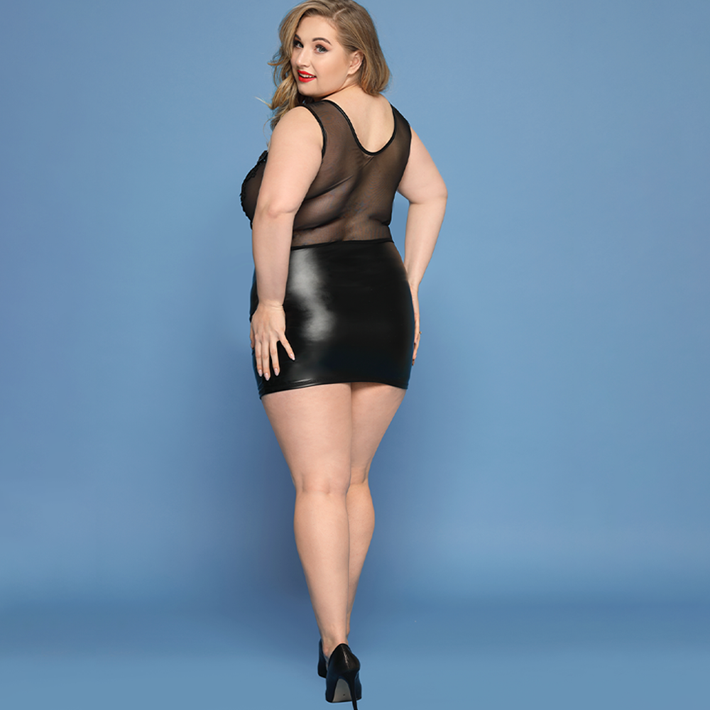 JSY Wet Look & Mesh Sequin Applique Bodycon Dress for Women - Sexy Curve-Hugging Party Dress for Nightclub, Cocktail Party & Special Occasions