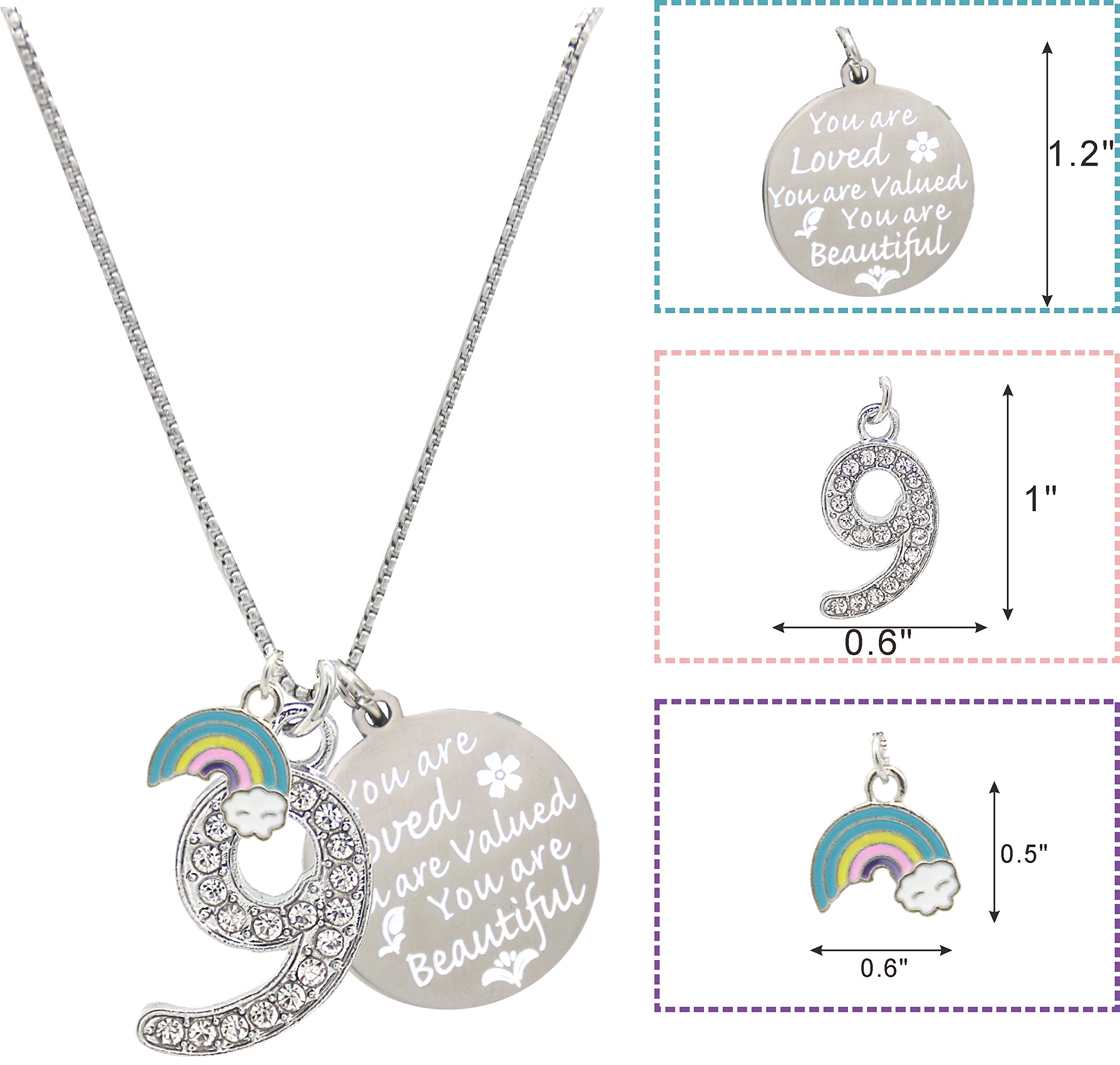 9th Birthday Gifts for Girls - Personalized Necklace & Charm Bracelet Set for 9 Year Old Girls | Unique Birthday Present for Daughter, Granddaughter, Niece | Perfect for Birthday Parties, Special Occasions & Everyday Wear
