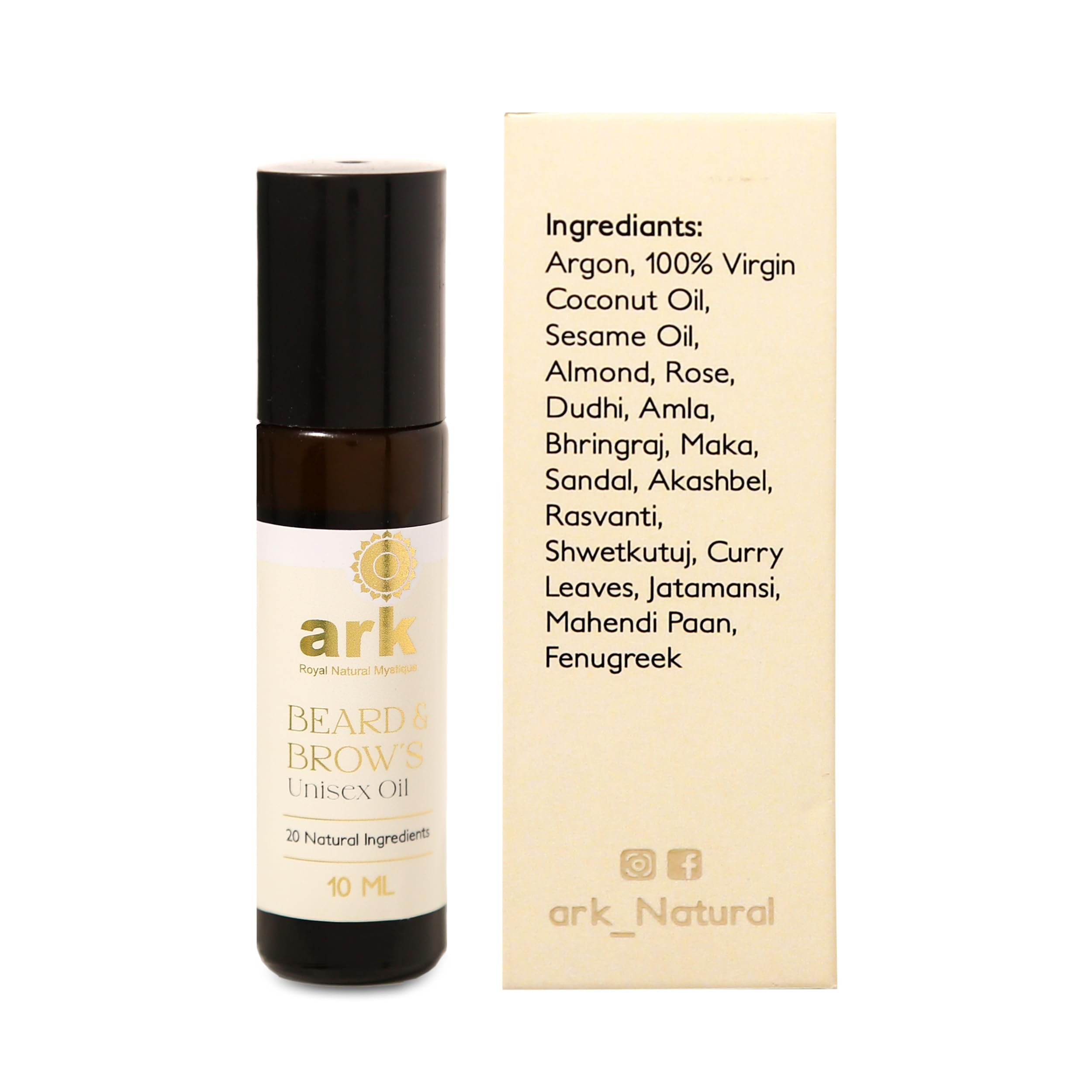 Natural Beard & Brow Growth Oil for Men & Women - Herbal Formula with Almond, Jojoba & Virgin Coconut Oil - Stimulates Fast Hair Growth for Patchy & Uneven Areas - 10ml - Perfect for Daily Grooming & Thicker Facial Hair Care