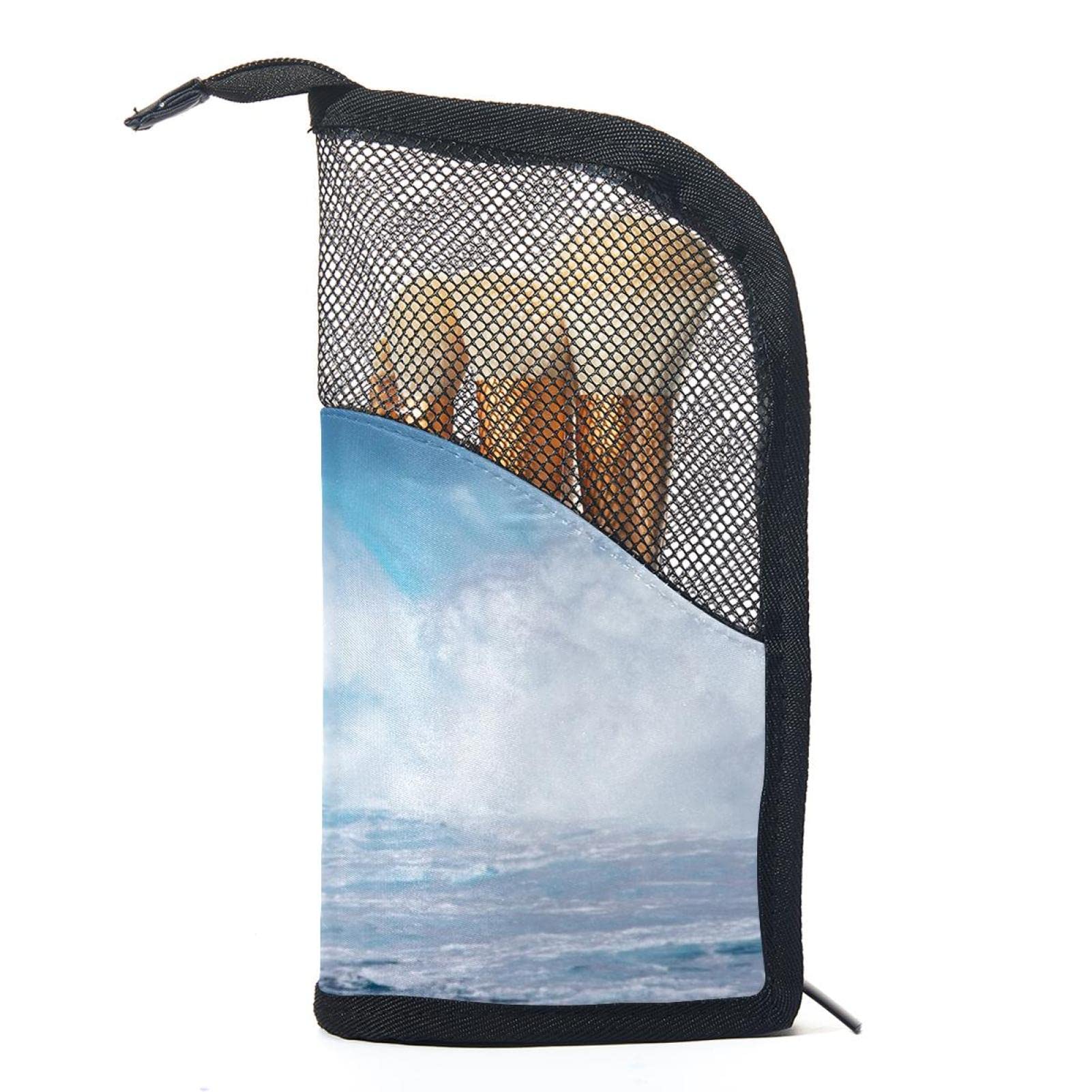 12-Piece Makeup Brush Organizer Bag with Ocean Wave Design - Portable Travel Cosmetic Brush Holder Case for Makeup Artists & Beauty Enthusiasts - Perfect for Travel, Home, and Professional Use