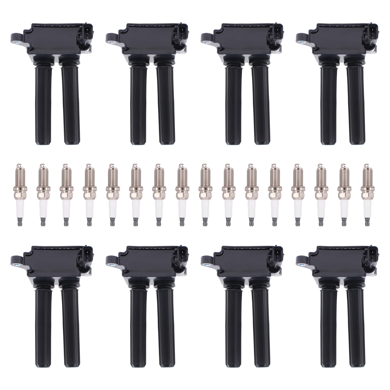 High Performance MOTOKU Ignition Coil & Spark Plug Kit Compatible with Chrysler 300, Dodge Charger/Challenger, Ram 1500/2500/3500, Jeep Grand Cherokee/Commander - Improve Engine Power & Fuel Efficiency for Daily Driving & Off-Road Adventures