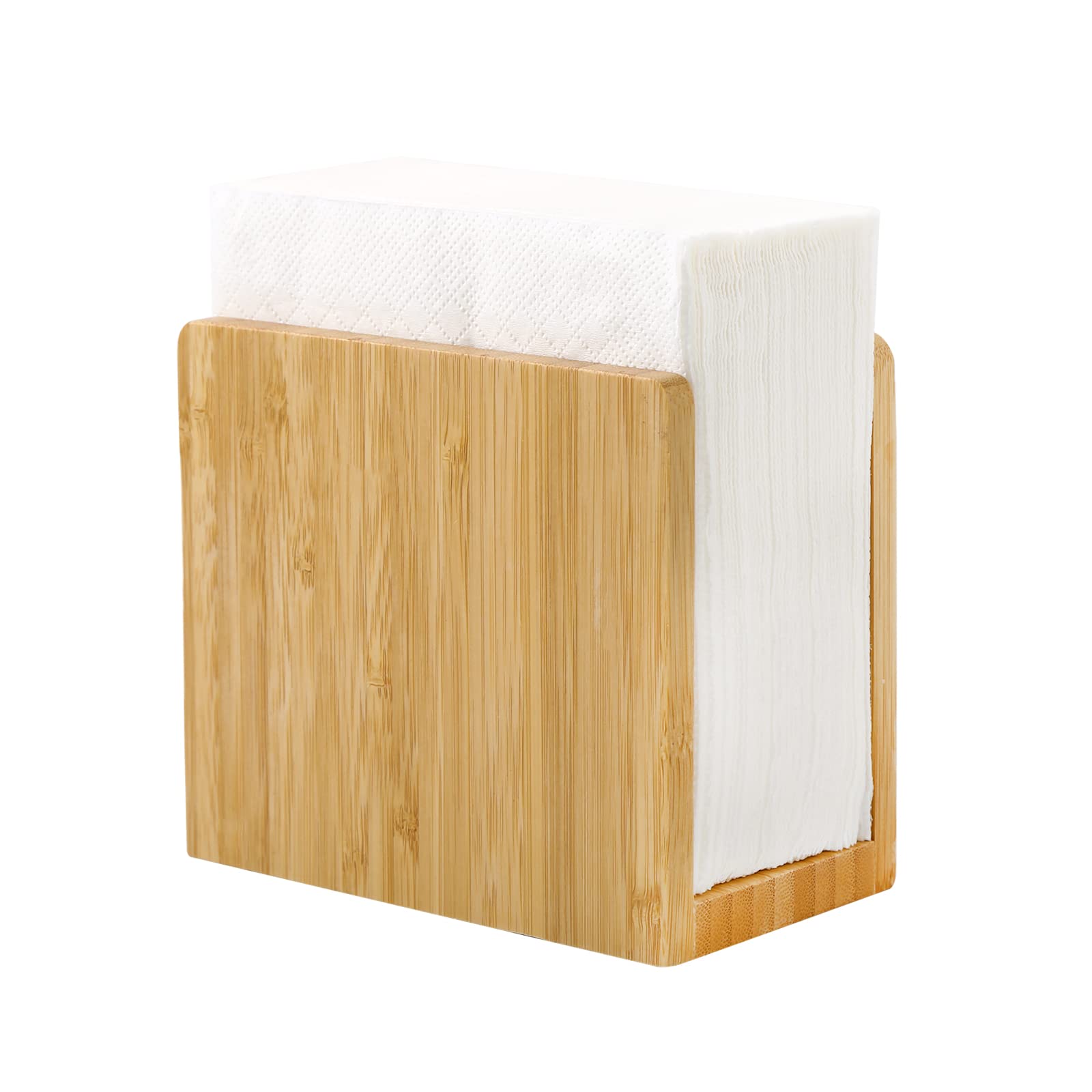 Bamboo Vertical Napkin Holder - Natural Wooden Napkin Stand for Table, Kitchen & Countertops - Strong & Waterproof - Perfect for Dining Room, Restaurant, and Home Decor