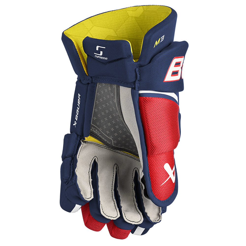Bauer Supreme M3 Intermediate Ice Hockey Gloves - Protective Hockey Gear for Youth & Adult Players - Perfect for Ice Rink Games & Practice Sessions