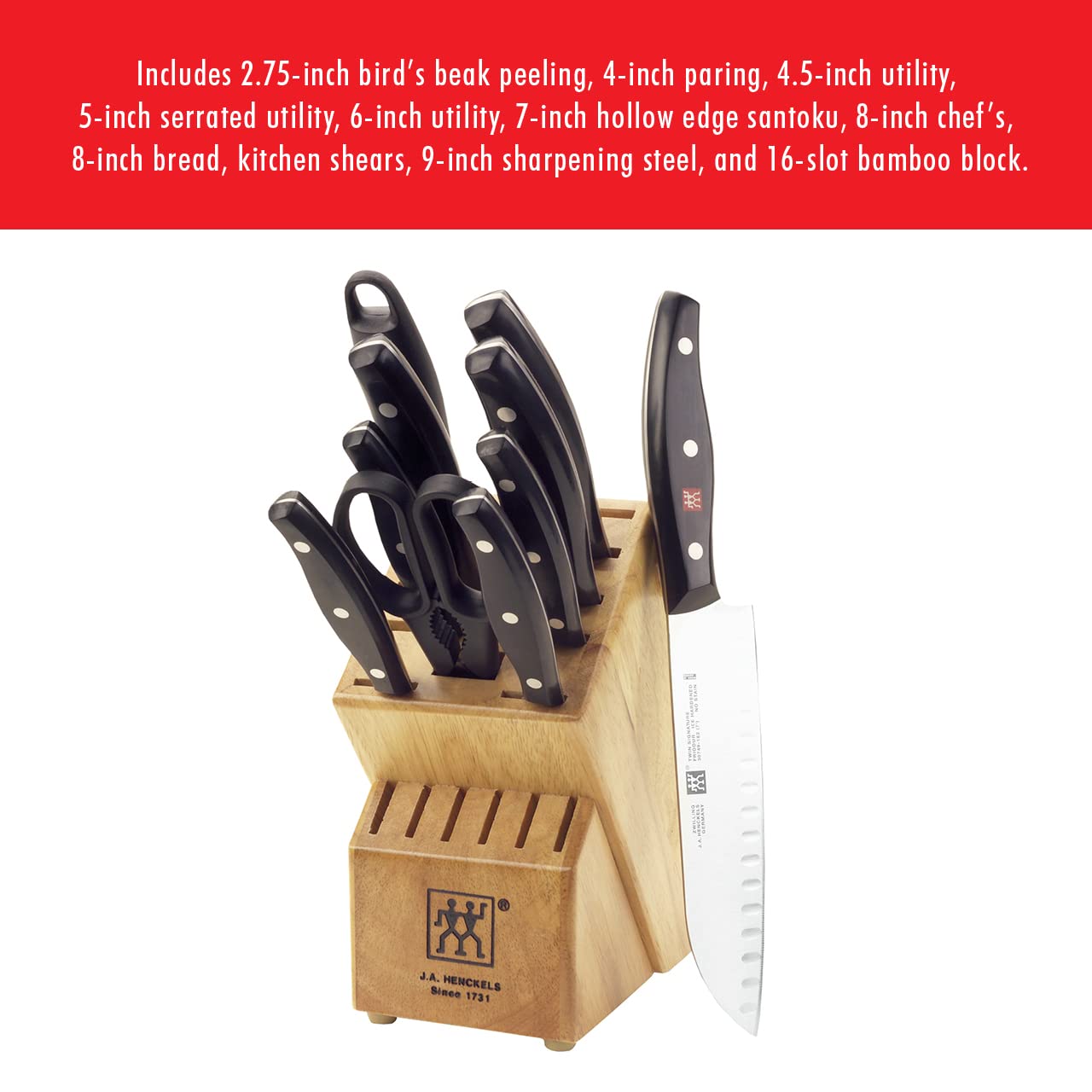 ZWILLING Twin Signature 11-Piece German Knife Set with Block - Razor-Sharp Professional Kitchen Knives Made in Germany | High-Performance Special Formula Steel | Dishwasher Safe | Perfect for Home Chefs, Cooking Enthusiasts & Professional Kitchens