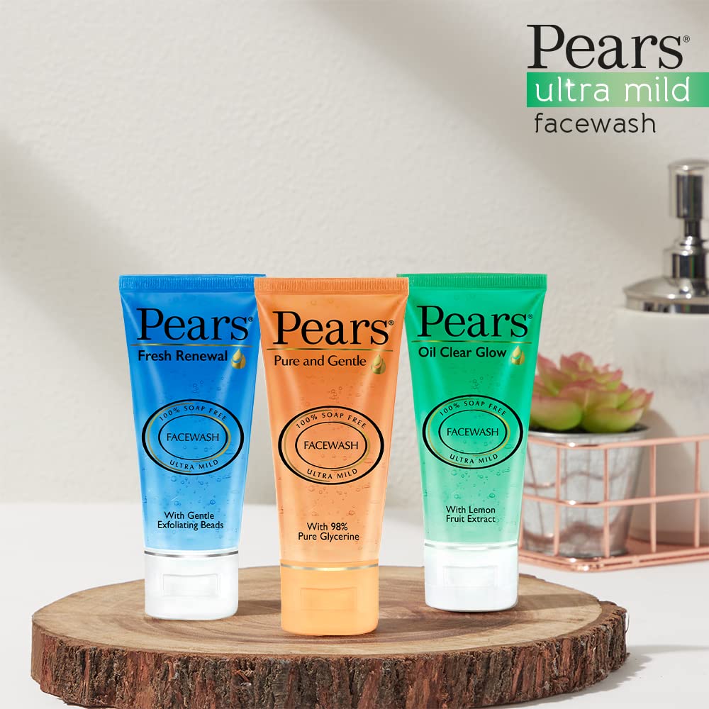 Pears Oil Clear Glow Face Wash for Oily & Acne-Prone Skin - 60gm Gentle Cleanser with Natural Ingredients - Perfect for Daily Skincare Routine & Travel