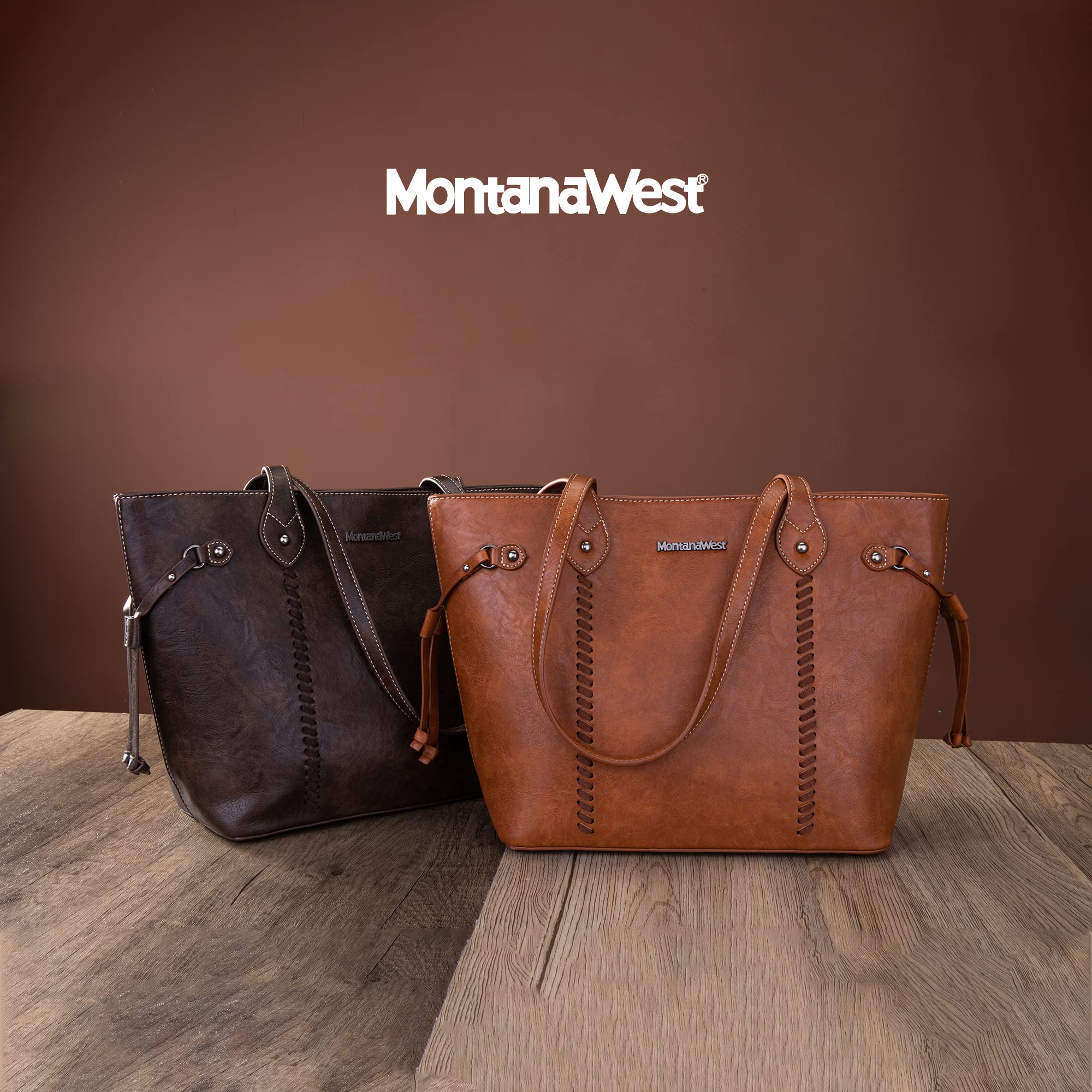 Montana West Large Woven Tote Bag for Women - Stylish Zippered Handbag & Purse for Work, Travel & Everyday Use