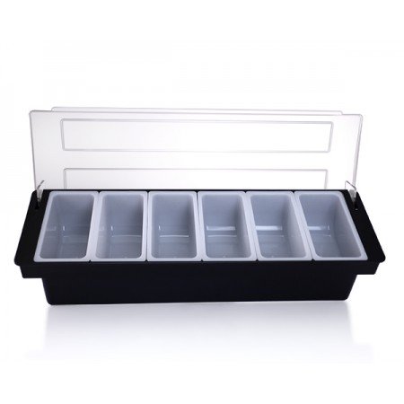 Black Condiment Holder with Ice Compartment - 6-Piece 1-Pint Fruit Tray Set for Picnics, BBQs & Party Serving