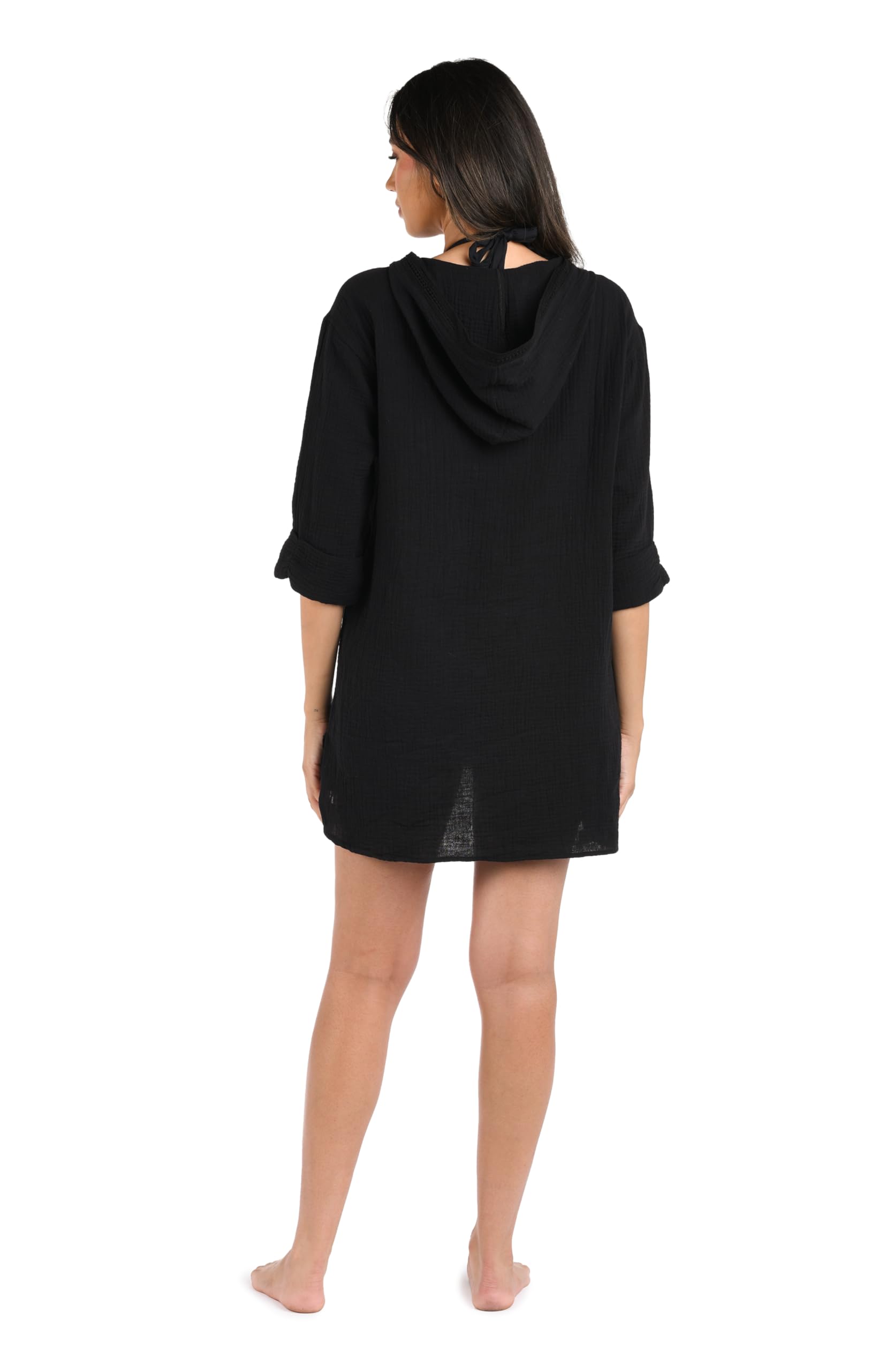 La Blanca Women's Between The Lines Pullover Square Hoodie Cover Up - Soft Casual Loungewear for Beach, Yoga & Everyday Wear