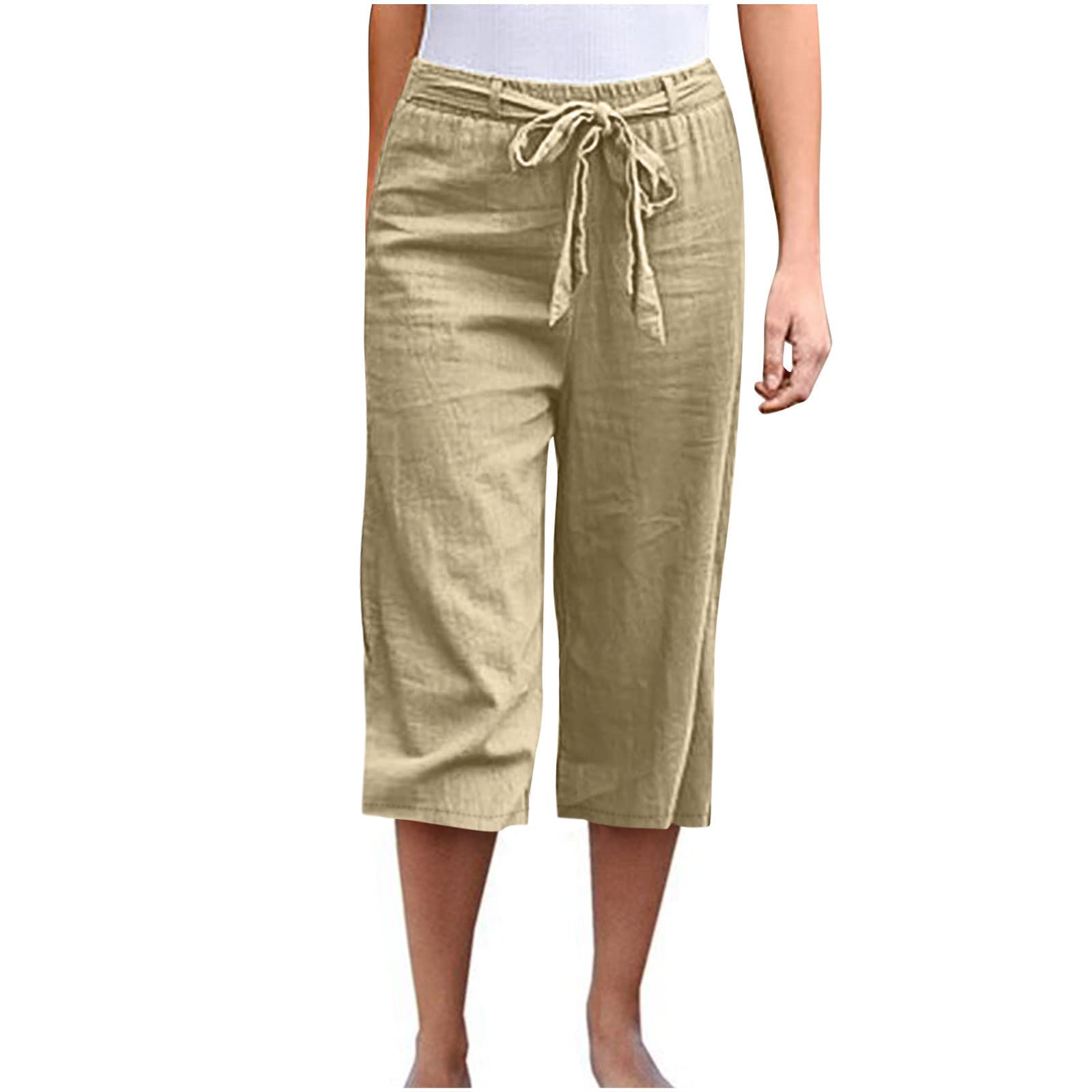**Women's Cotton Linen Capri Pants – 2024 Trendy Wide Leg Gaucho Pants for Summer | Casual & Dressy Vacation Outfit | Perfect for Beach, Travel & Lounge**