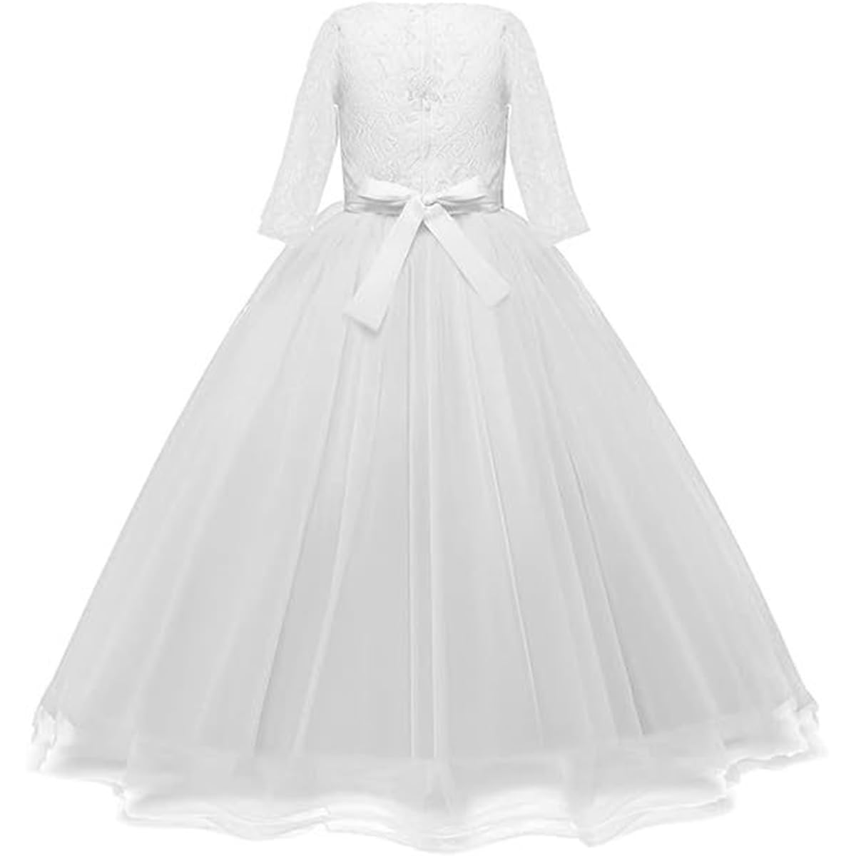 Girls Flower Party Dress - Long Princess Gown with Tulle & Lace for Wedding, Evening Formal & Pageant | Perfect for Birthday, Prom, Quinceañera & Special Occasions